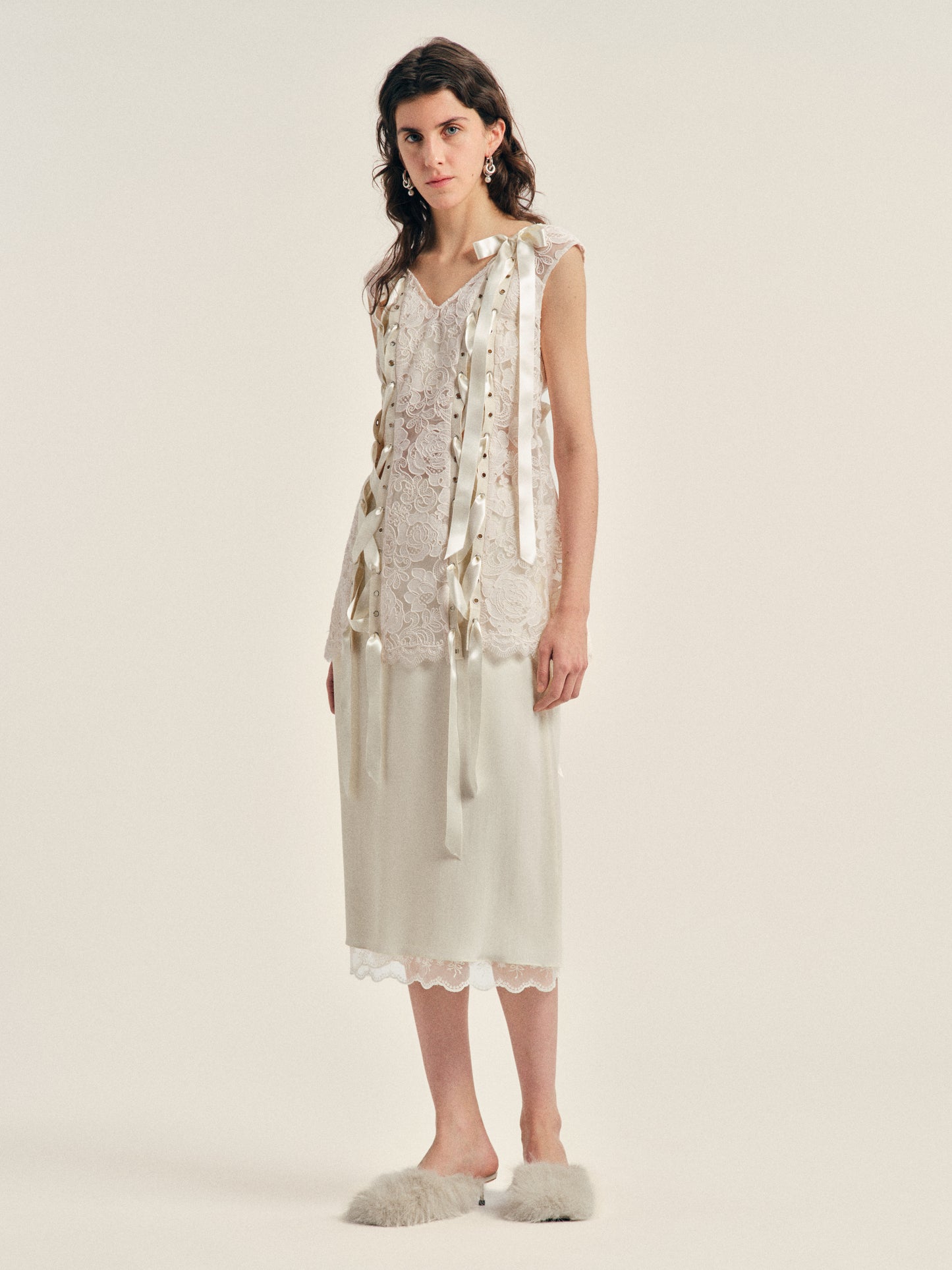 Lace Trim Negligee Skirt