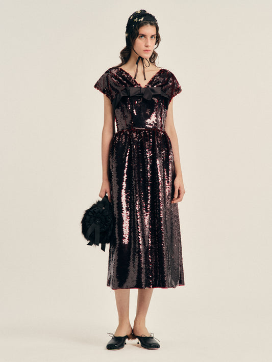 Gathered Sleeve Flare Dress
