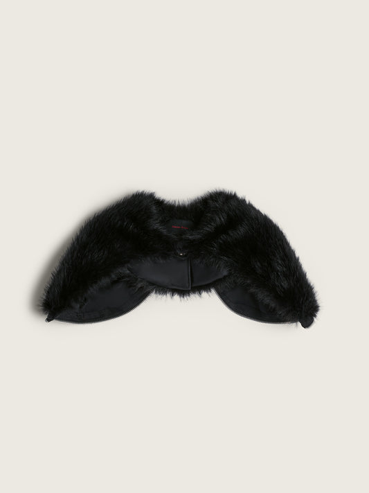 Split Faux Fur Zip Hood