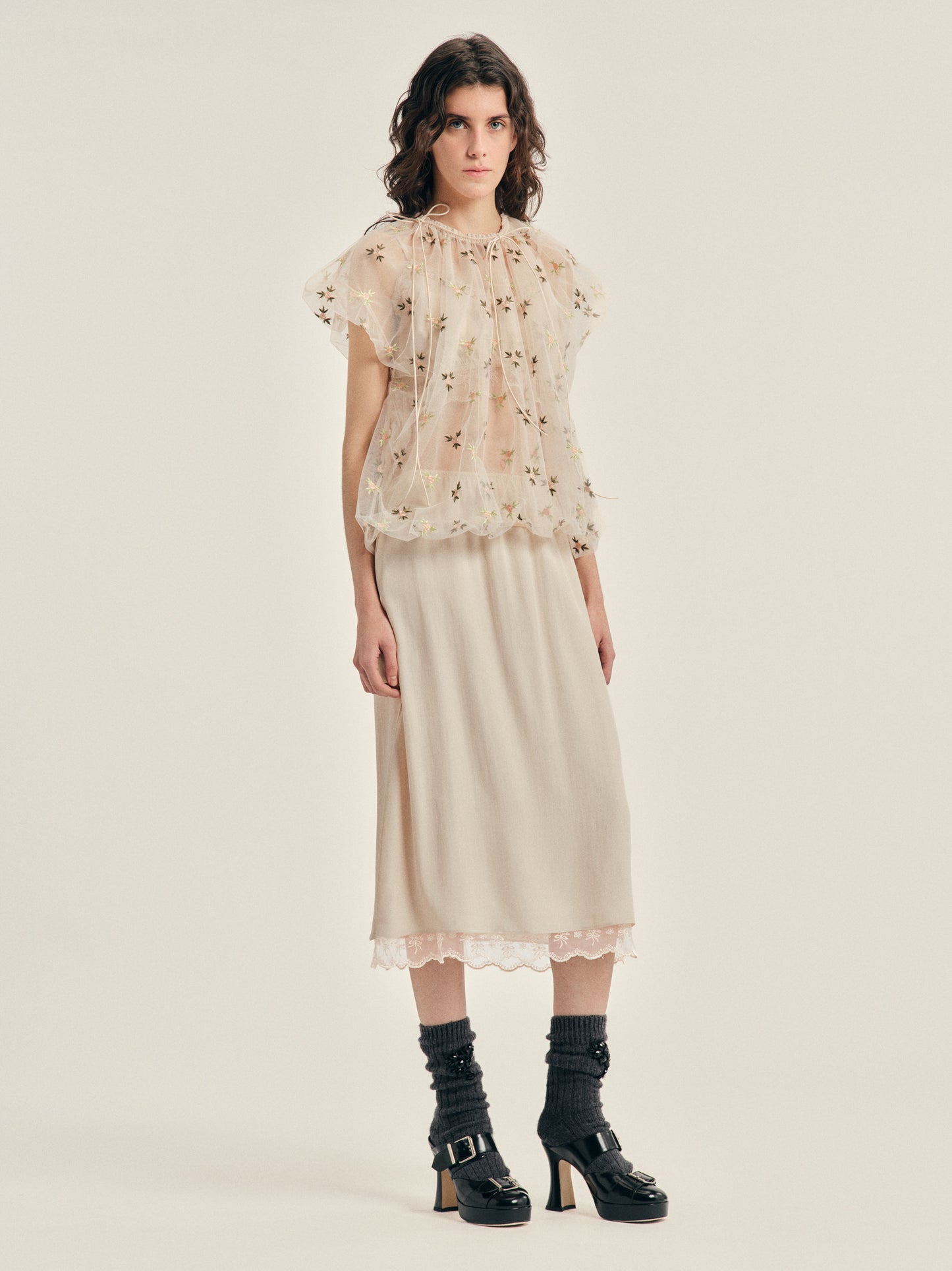Lace Trim Negligee Skirt