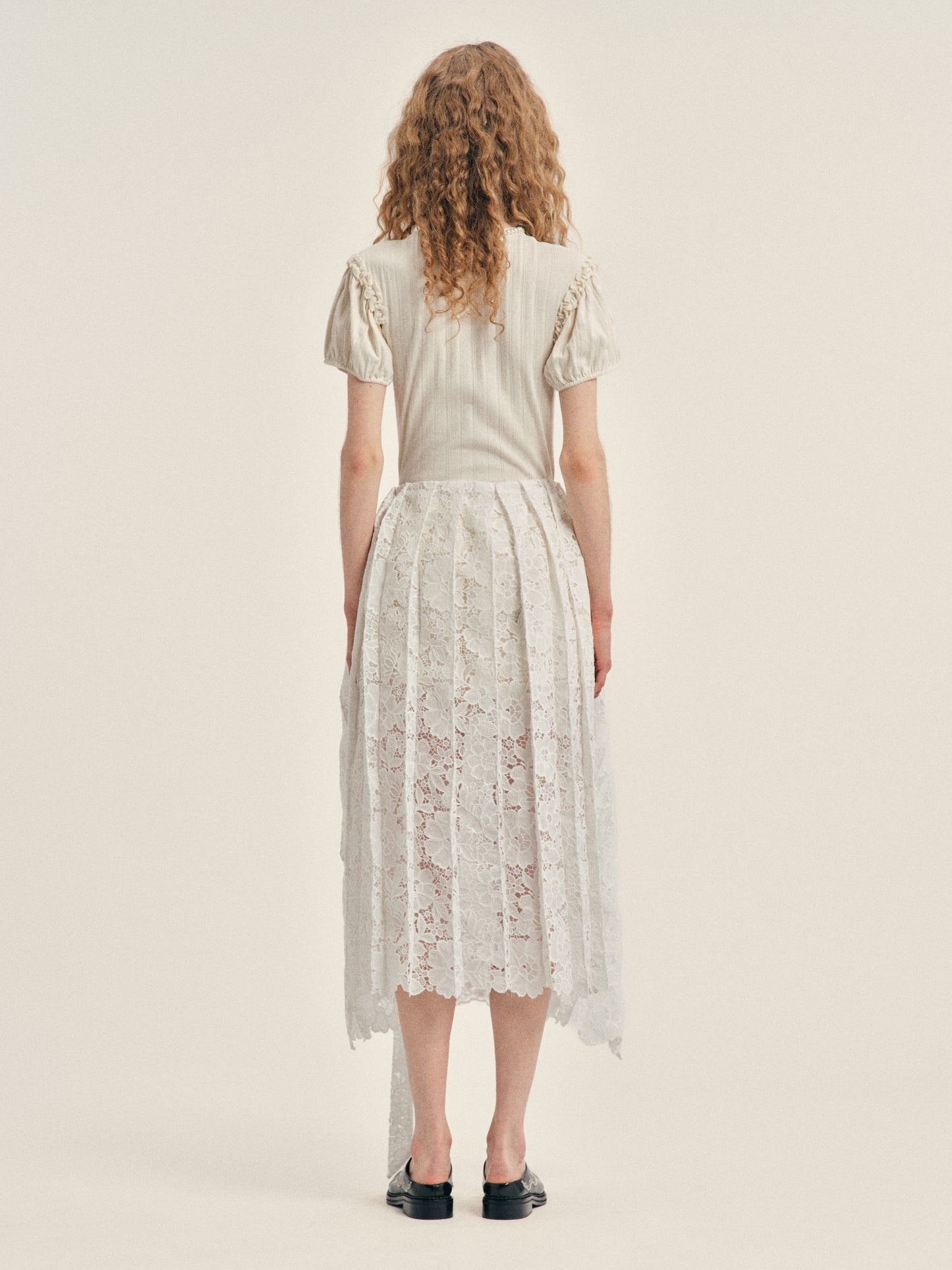 Pleated Sheer Panel Wrap Skirt