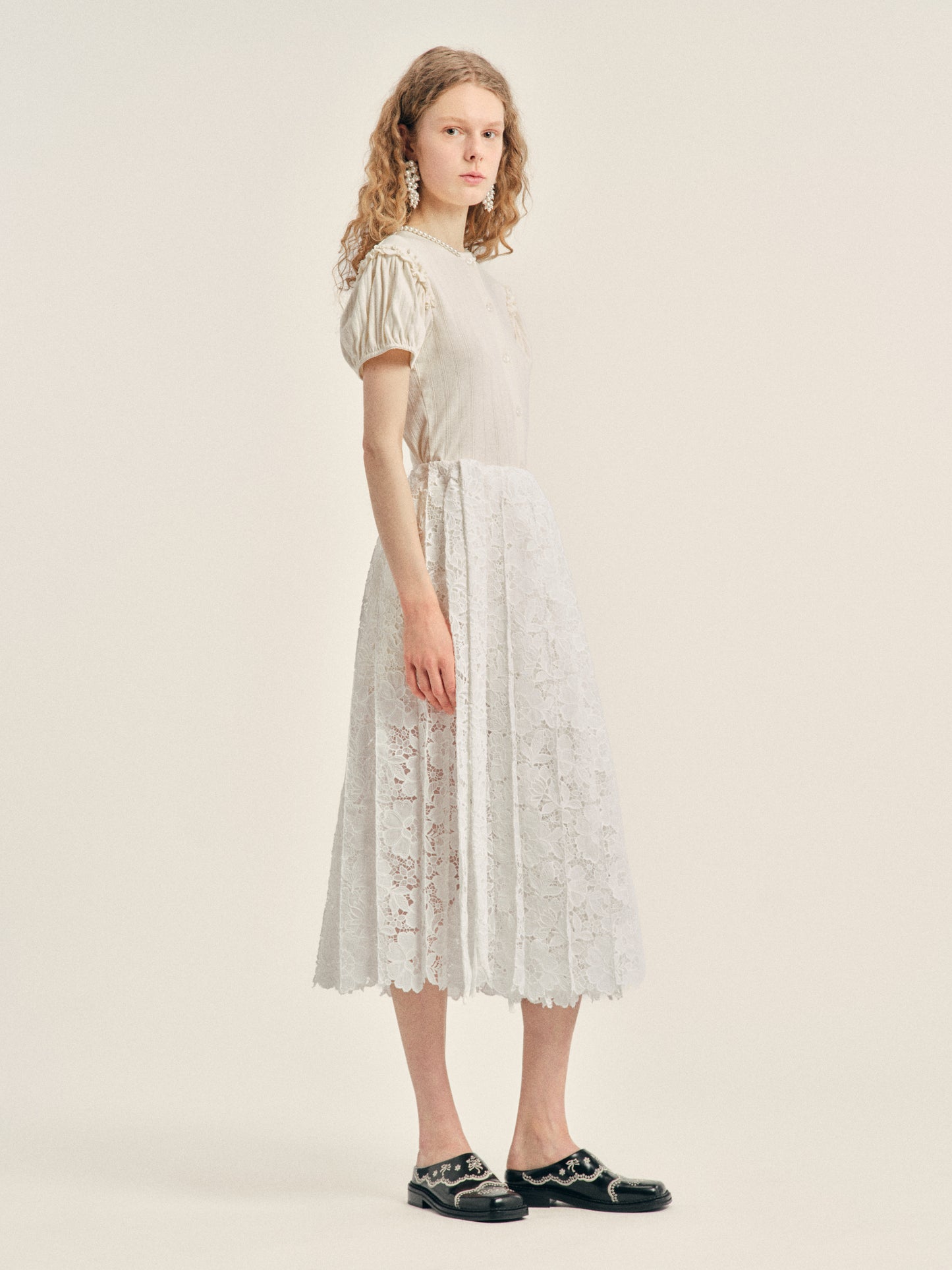Pleated Sheer Panel Wrap Skirt