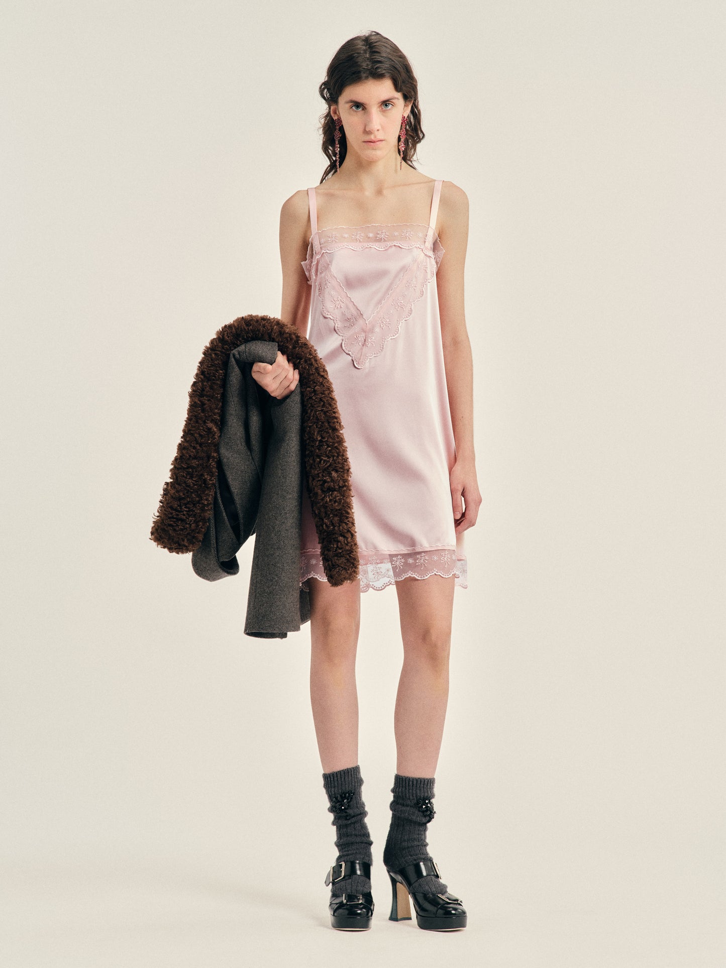 Mini Square Neck Lace Trim Dress