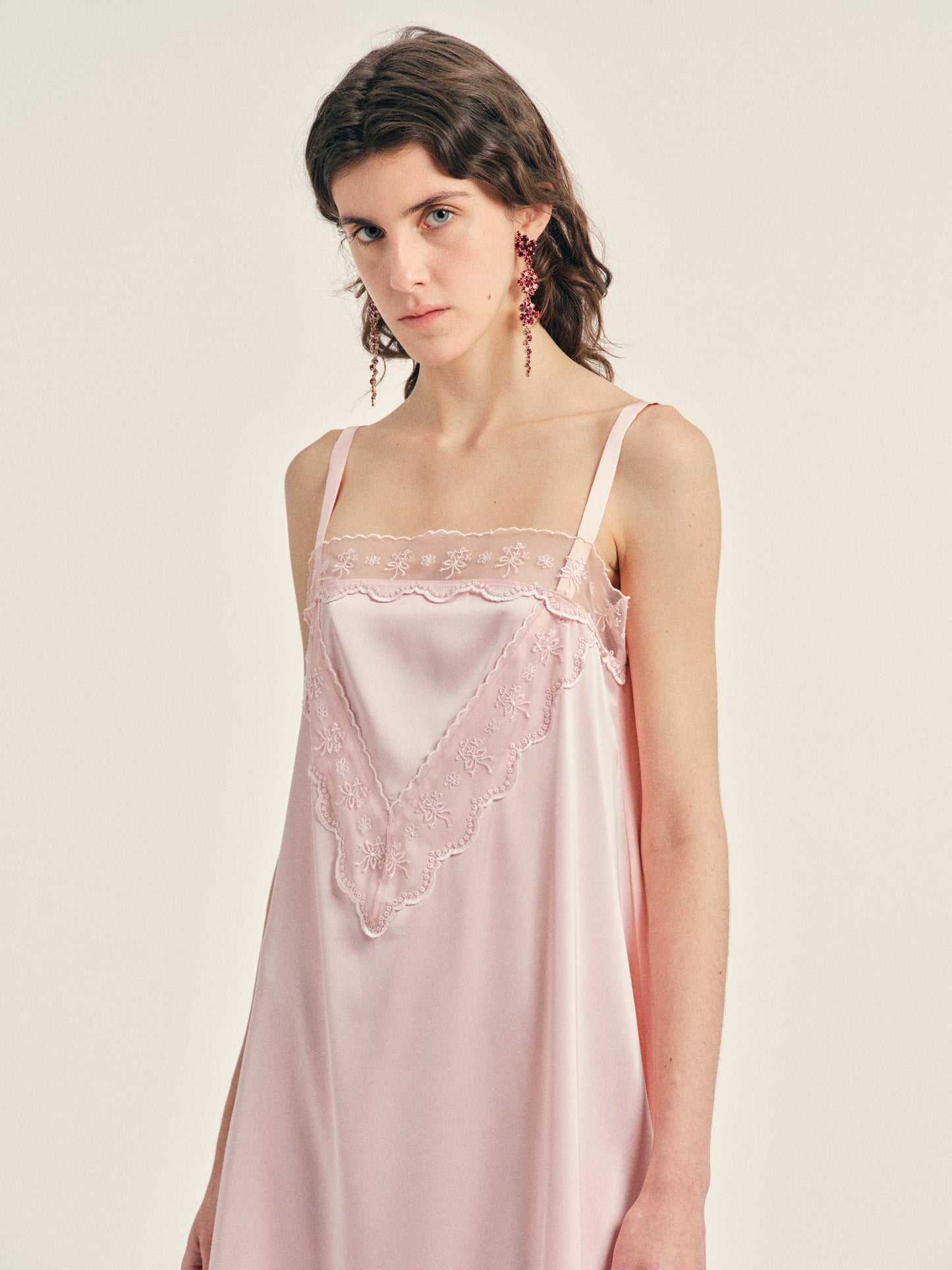Mini Square Neck Lace Trim Dress
