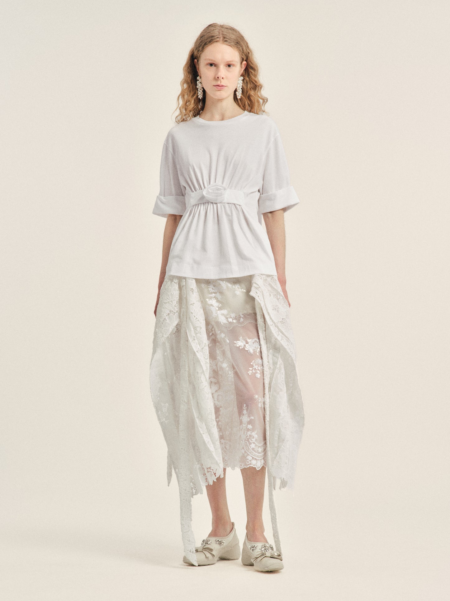 Gathered Rose Wire Sleeve Boy T-Shirt