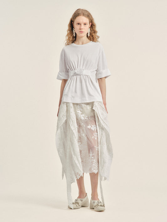 Gathered Rose Wire Sleeve Boy T-Shirt
