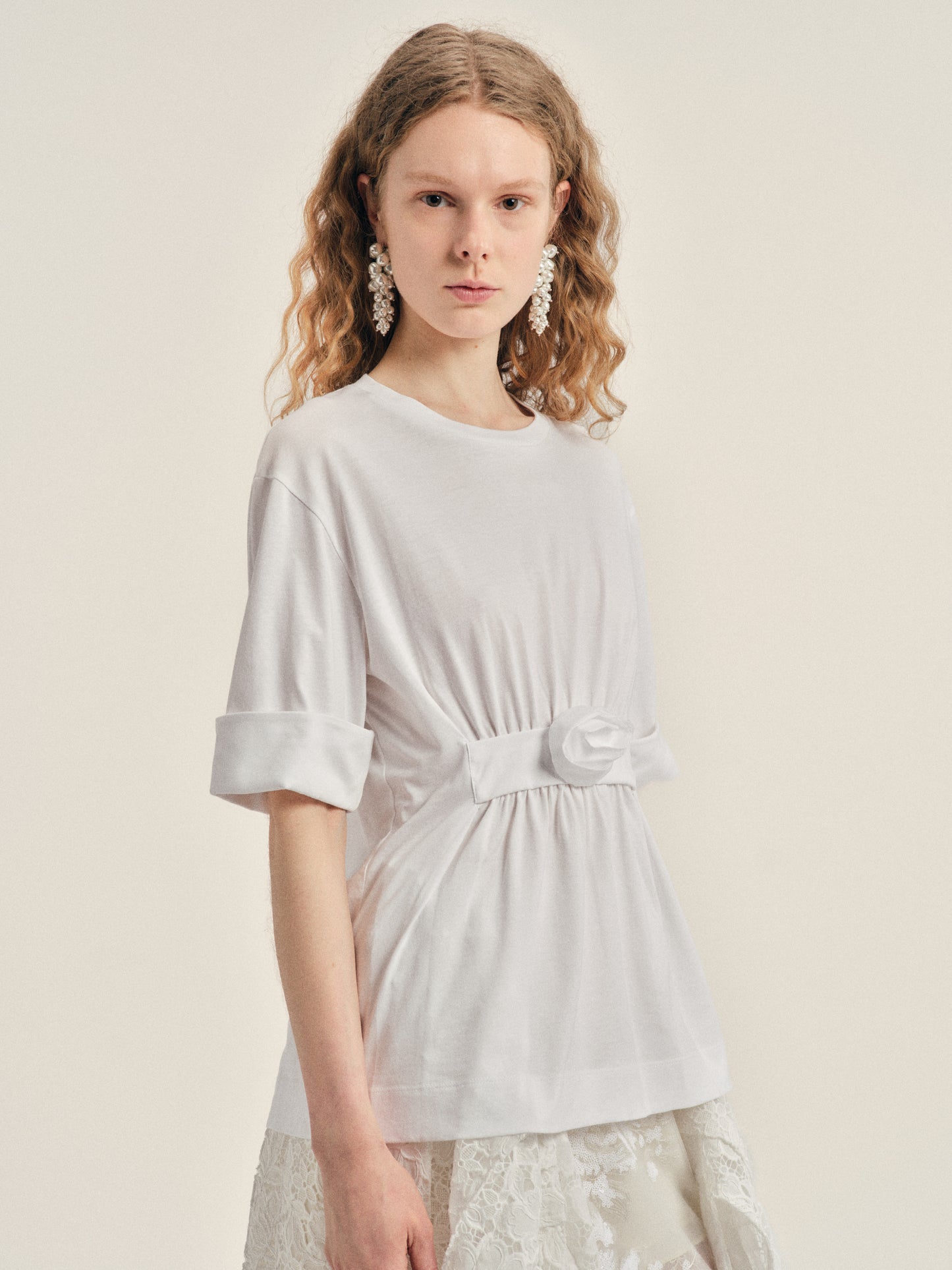 Gathered Rose Wire Sleeve Boy T-Shirt