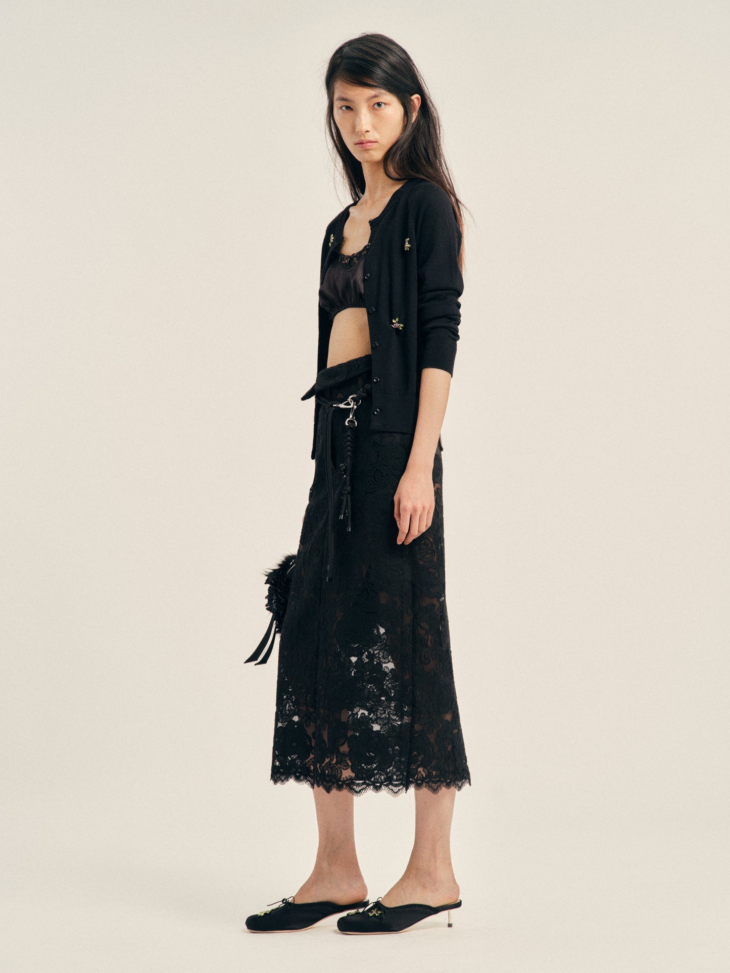 Embellished Classic Merino Silk Cardigan