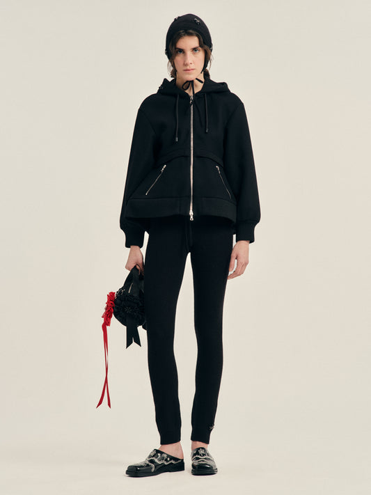 Embellished Sculpted Double Hem Zip Jacket