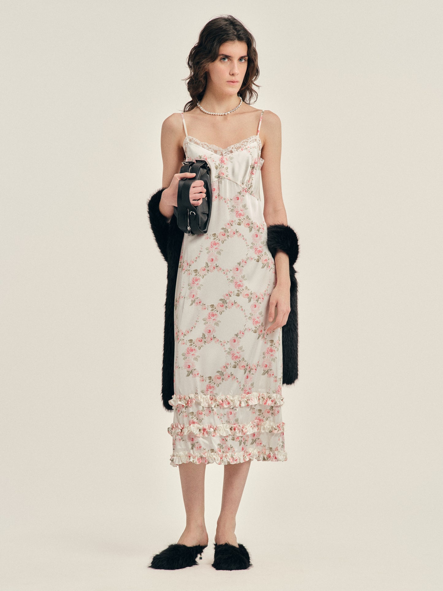 Ruffle Frill Hem Slip Dress