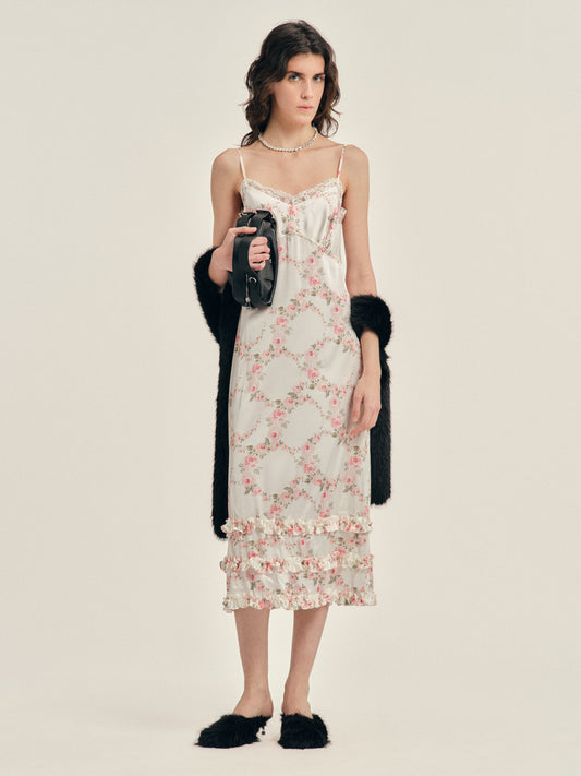 Ruffle Frill Hem Slip Dress