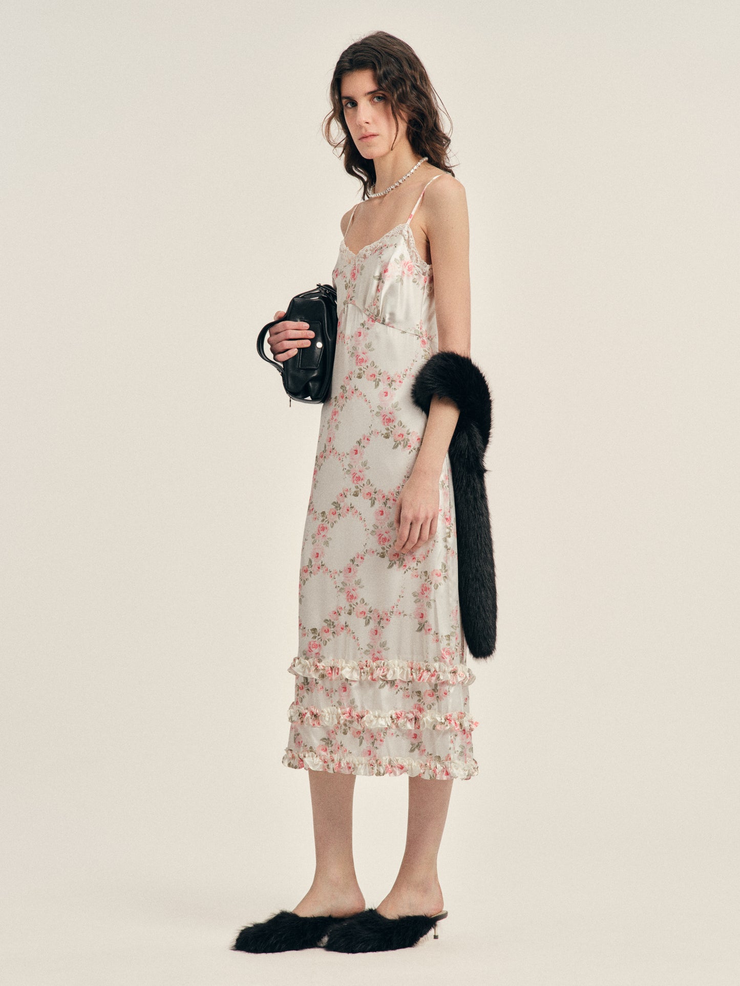 Ruffle Frill Hem Slip Dress