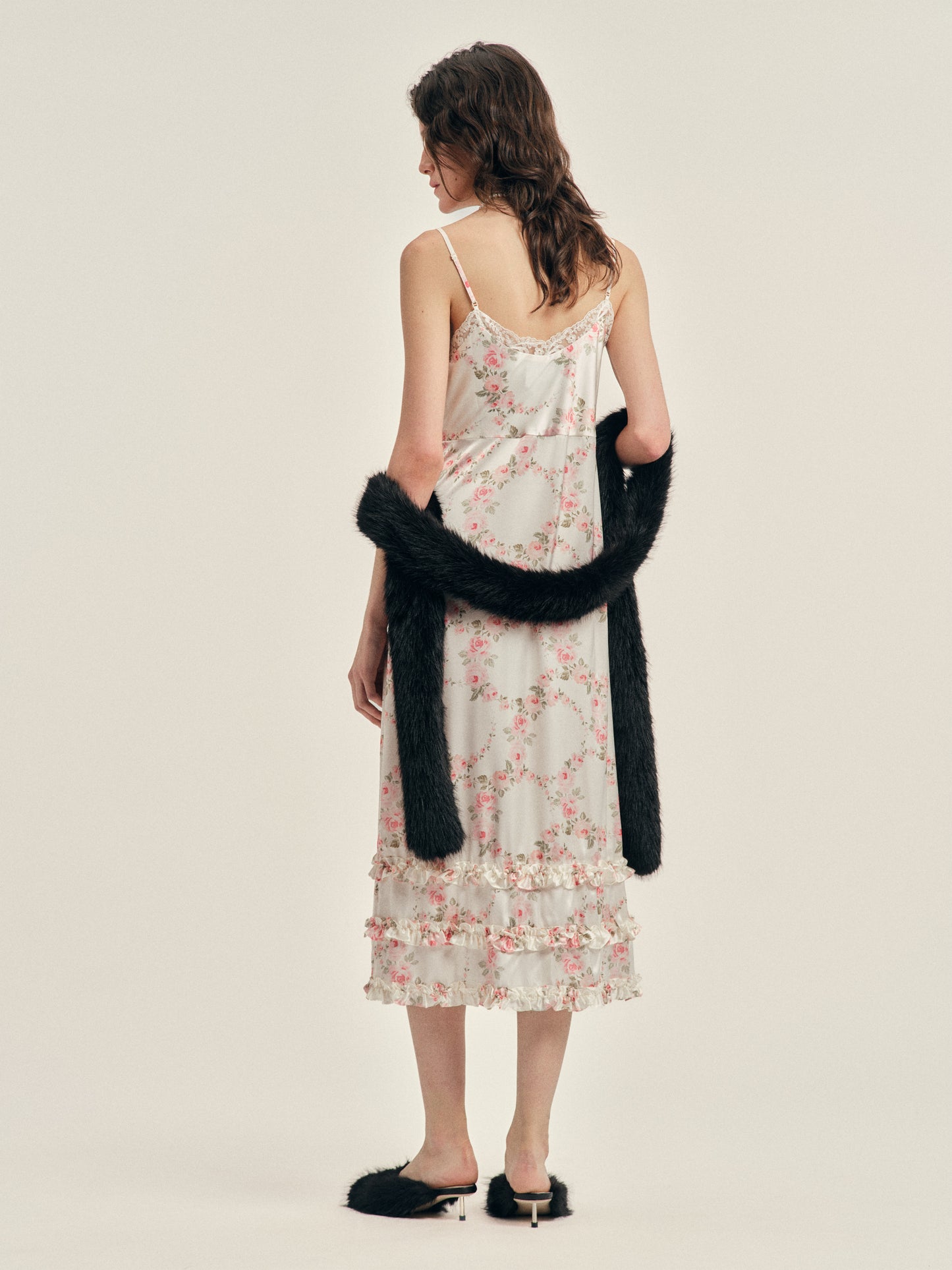 Ruffle Frill Hem Slip Dress