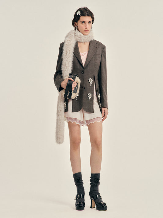Embellished Hem Slice Jacket