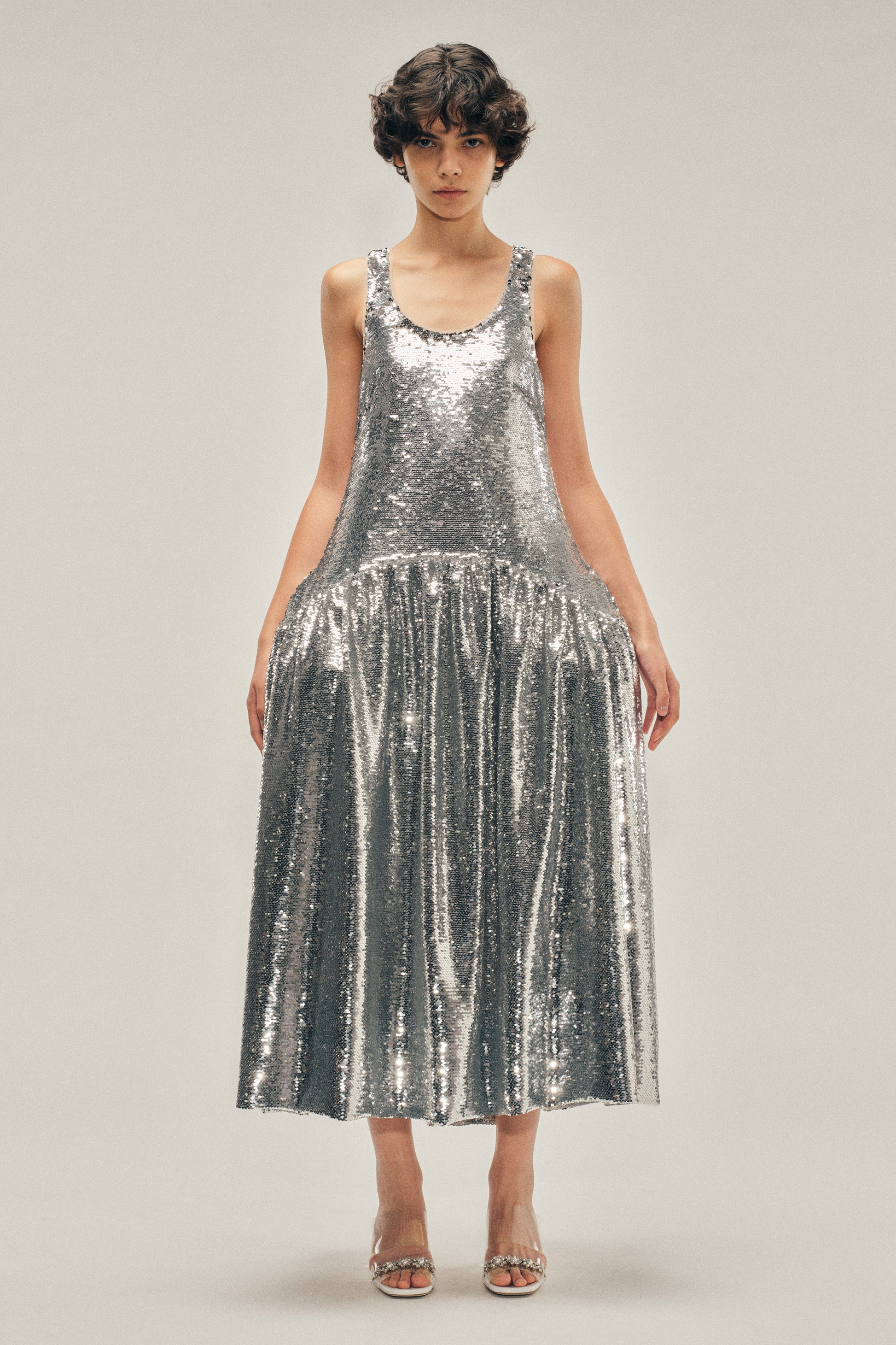 simone rocha silver dress Simone Rocha Printed Midi Length Dress - Silver Dresses, Clothing - SIM32597
