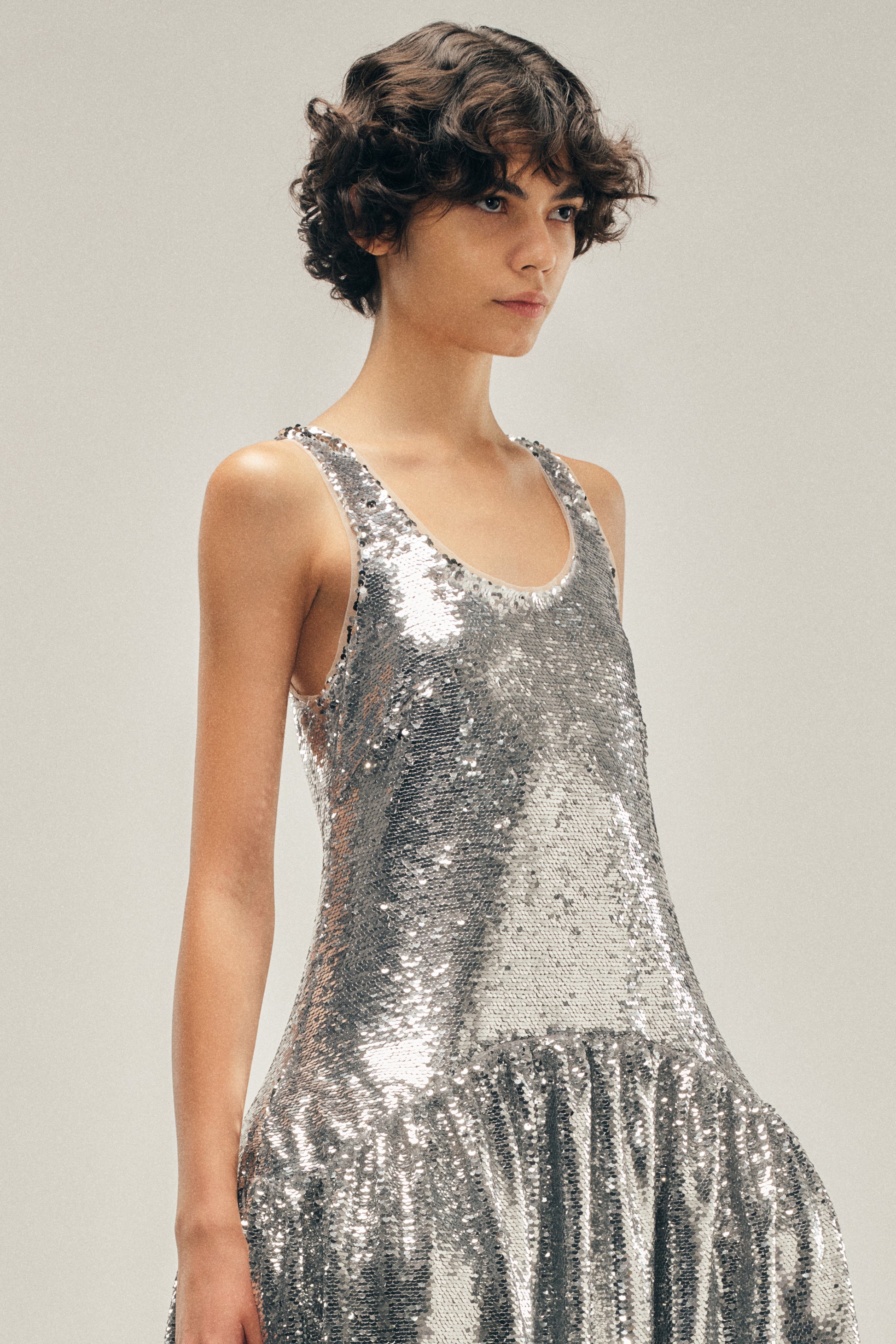 simone rocha silver dress Silver Foil Dress La Garonne