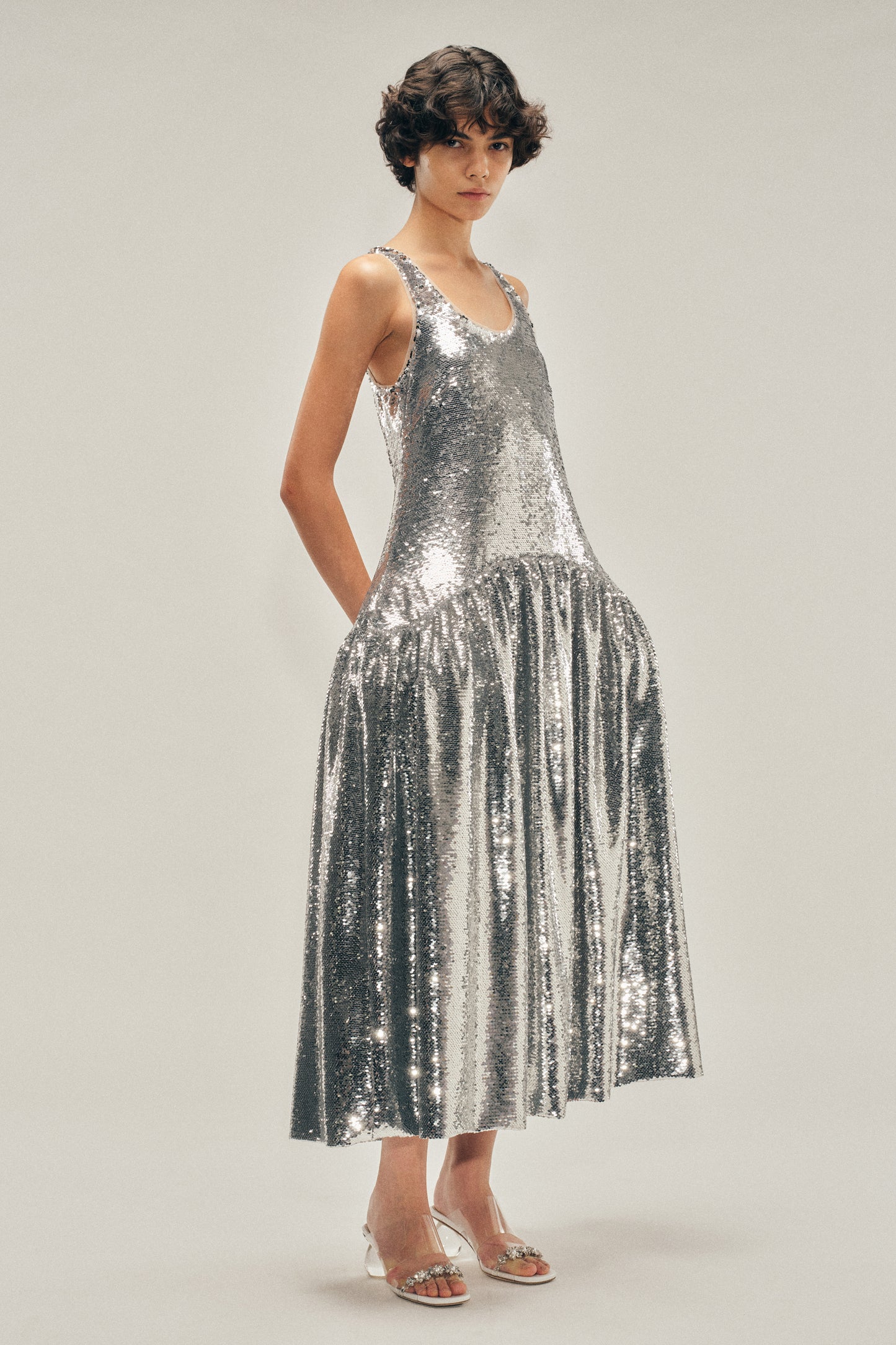 Tapered Back Flounce Dress