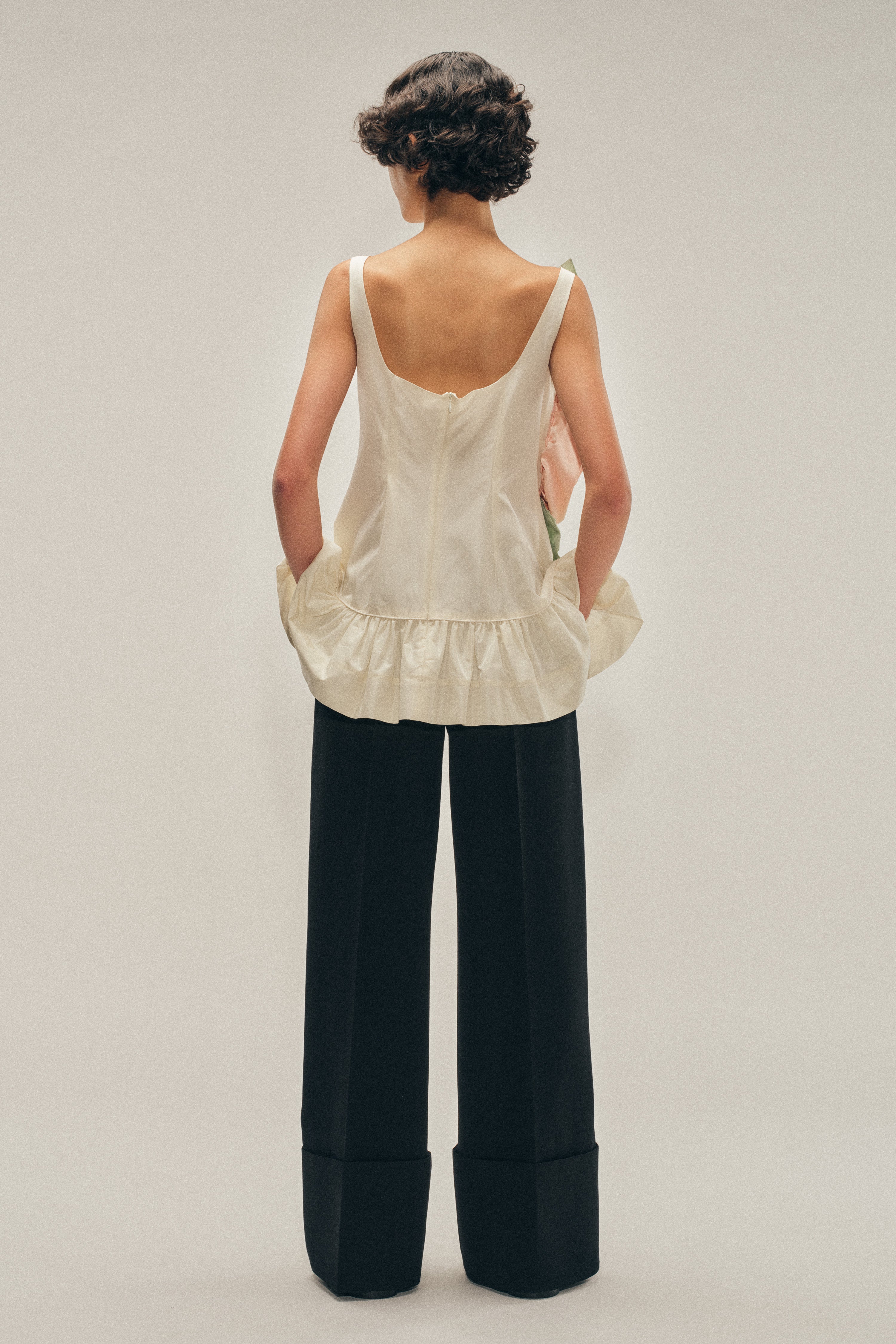 Pressed Rosette Tilted Neck Peplum Top – Simone Rocha