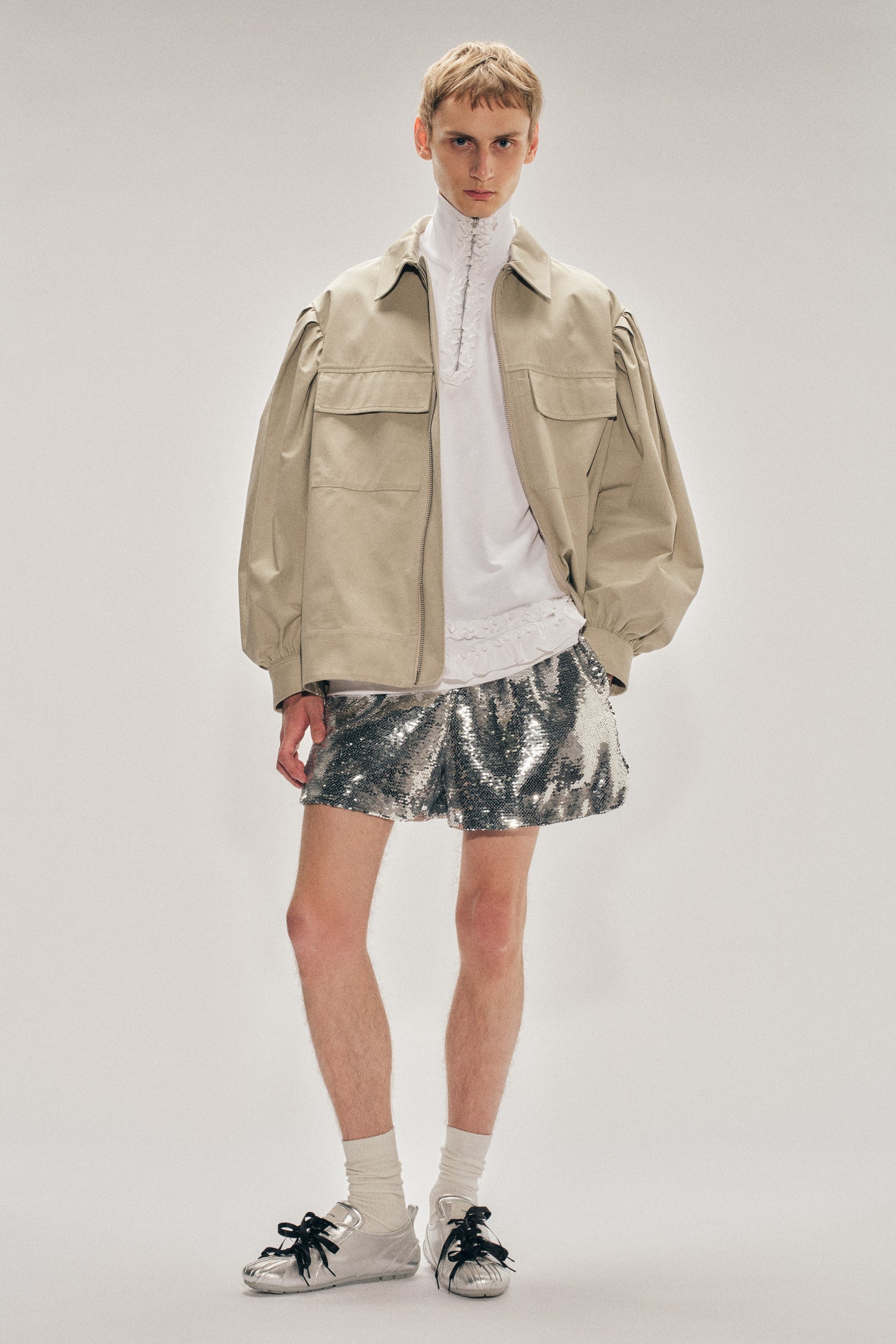 Puff Sleeve Utility Pen Pocket Jacket