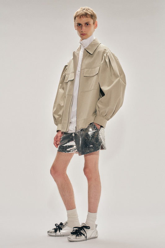 Puff Sleeve Utility Pen Pocket Jacket