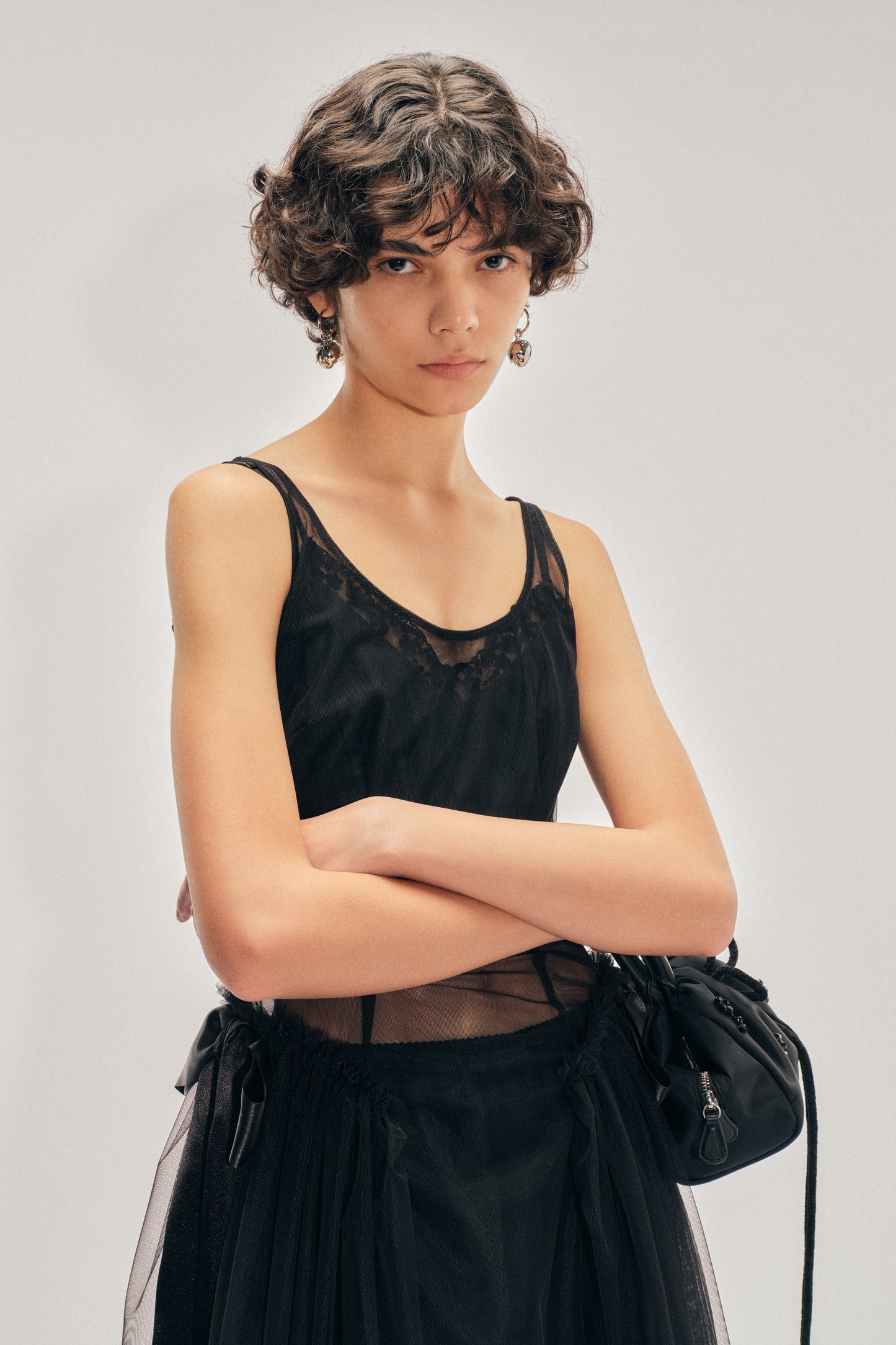 Sheer Sculpted Bow Sash Hip Detail Dress