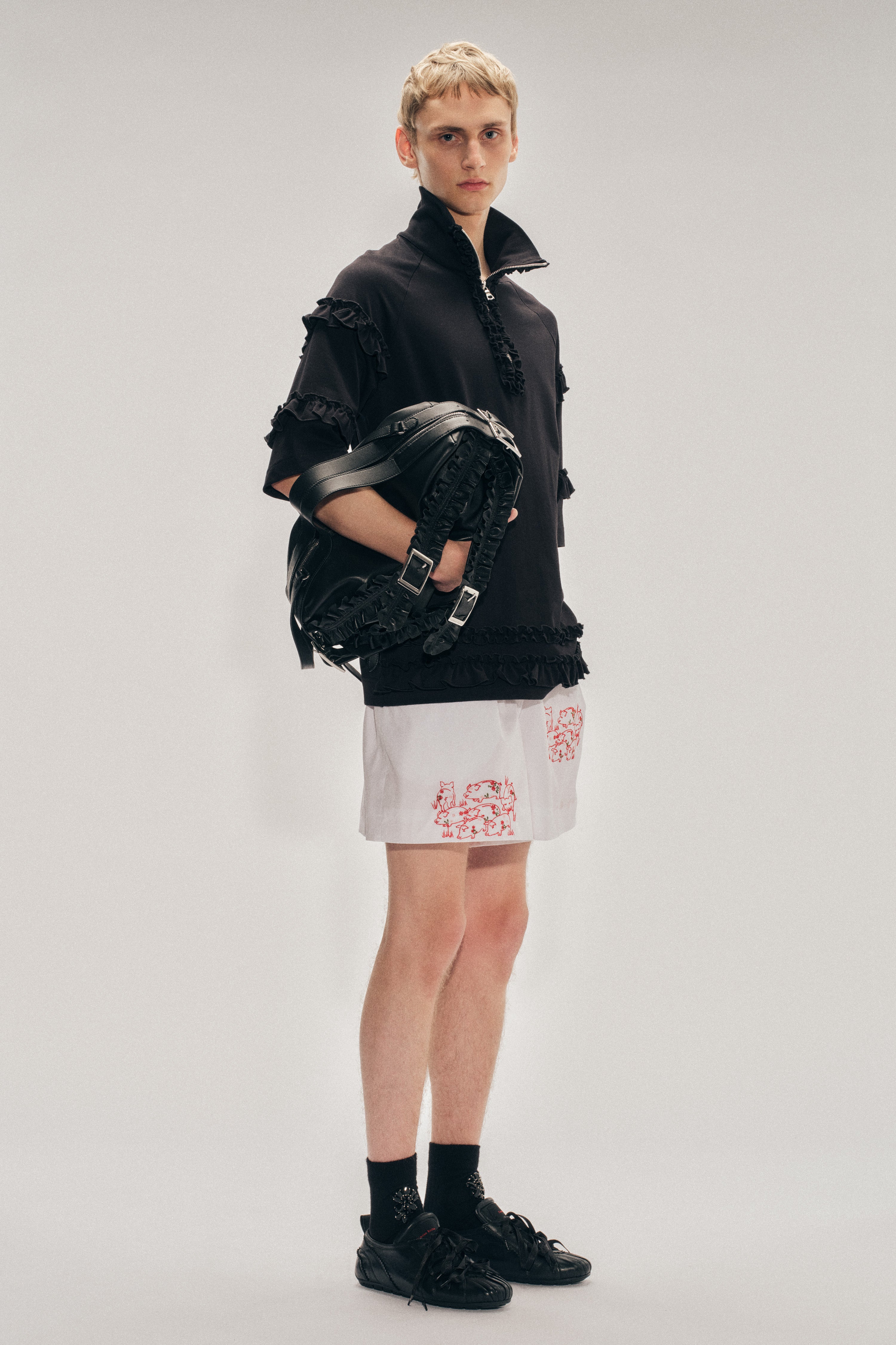 Mock Neck Ruffle Frill Zip T-Shirt – Simone Rocha