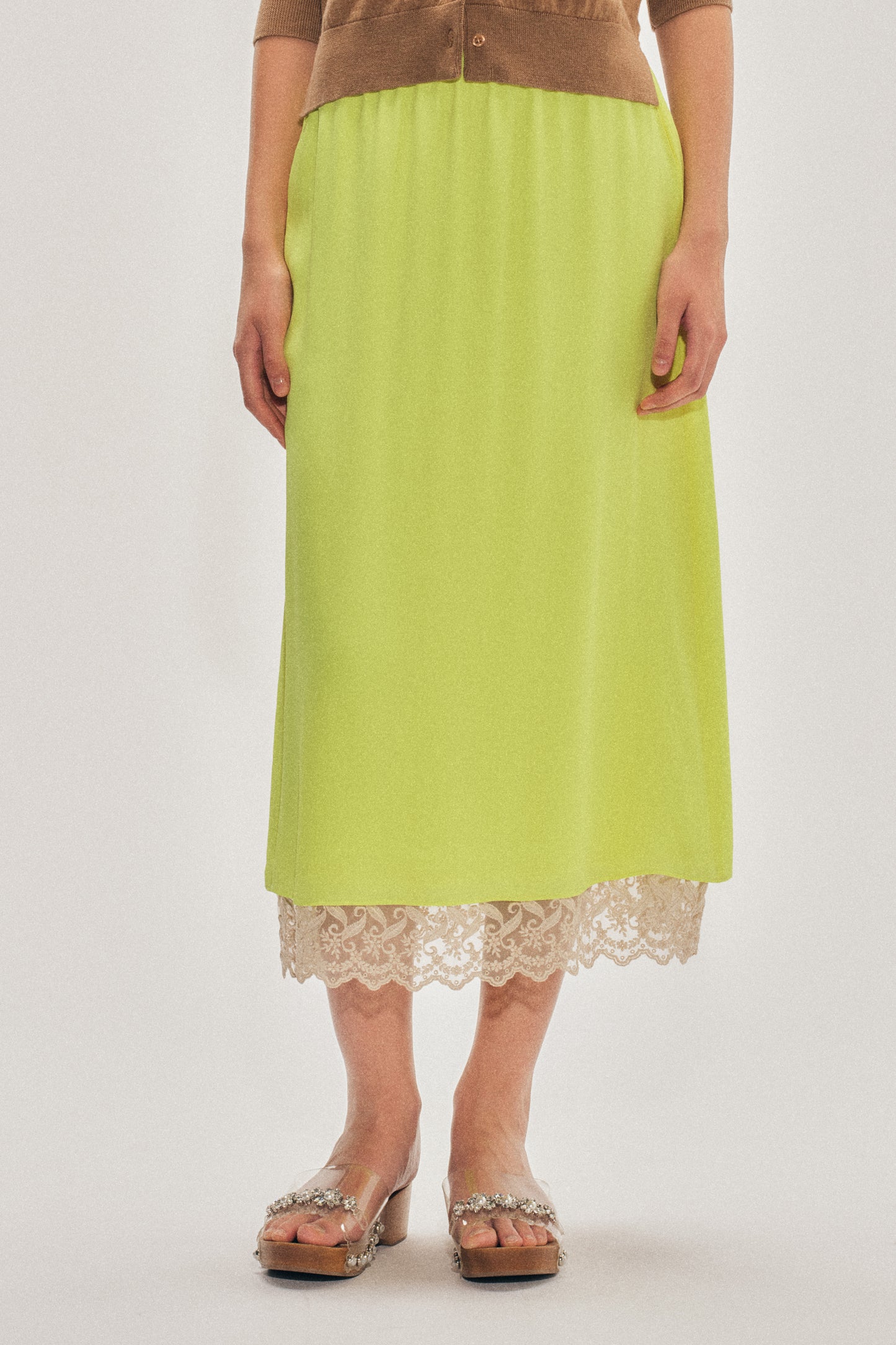 Lace Trim Negligee Skirt