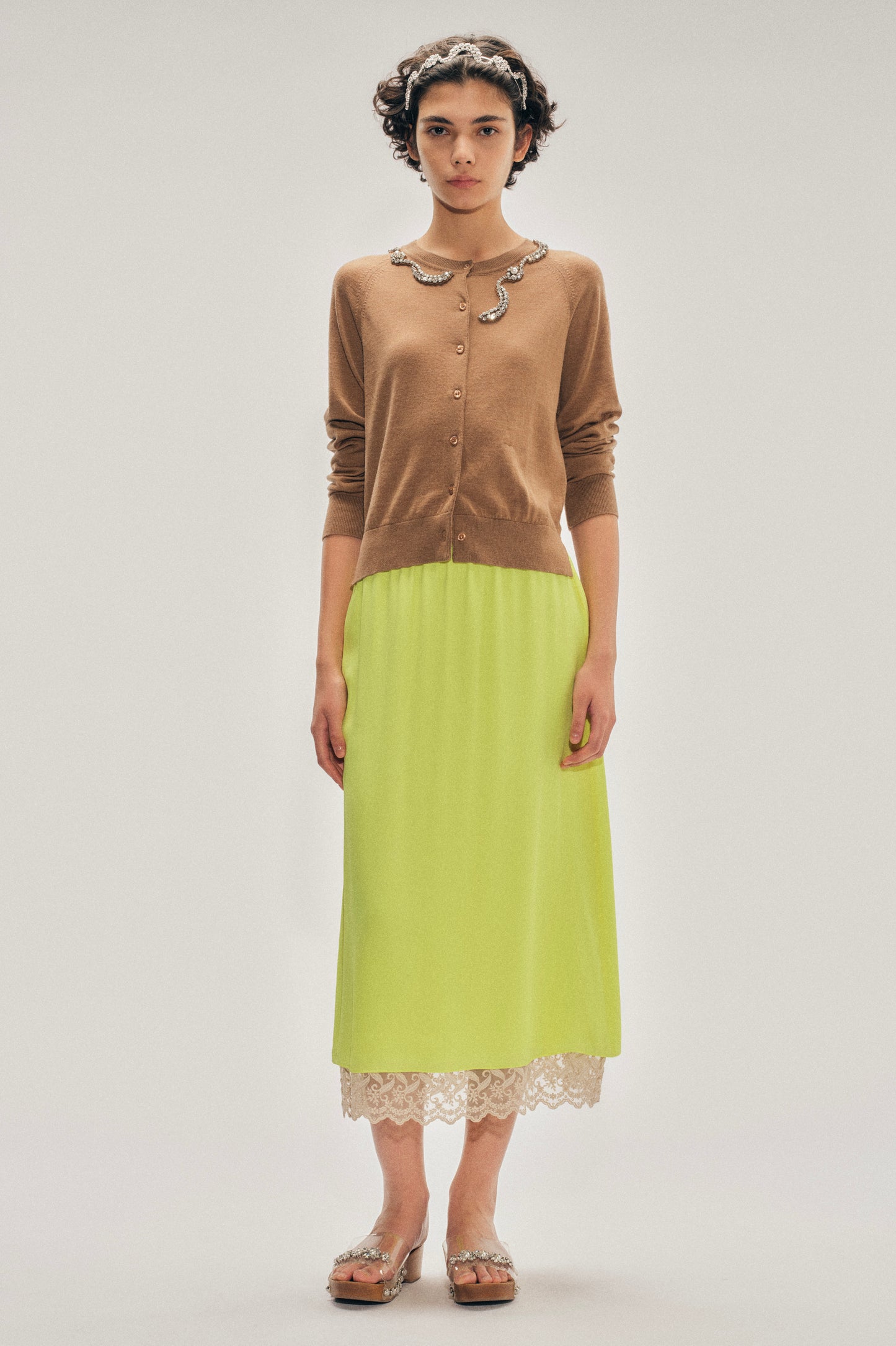 Embellished Classic Merino Silk Cardigan