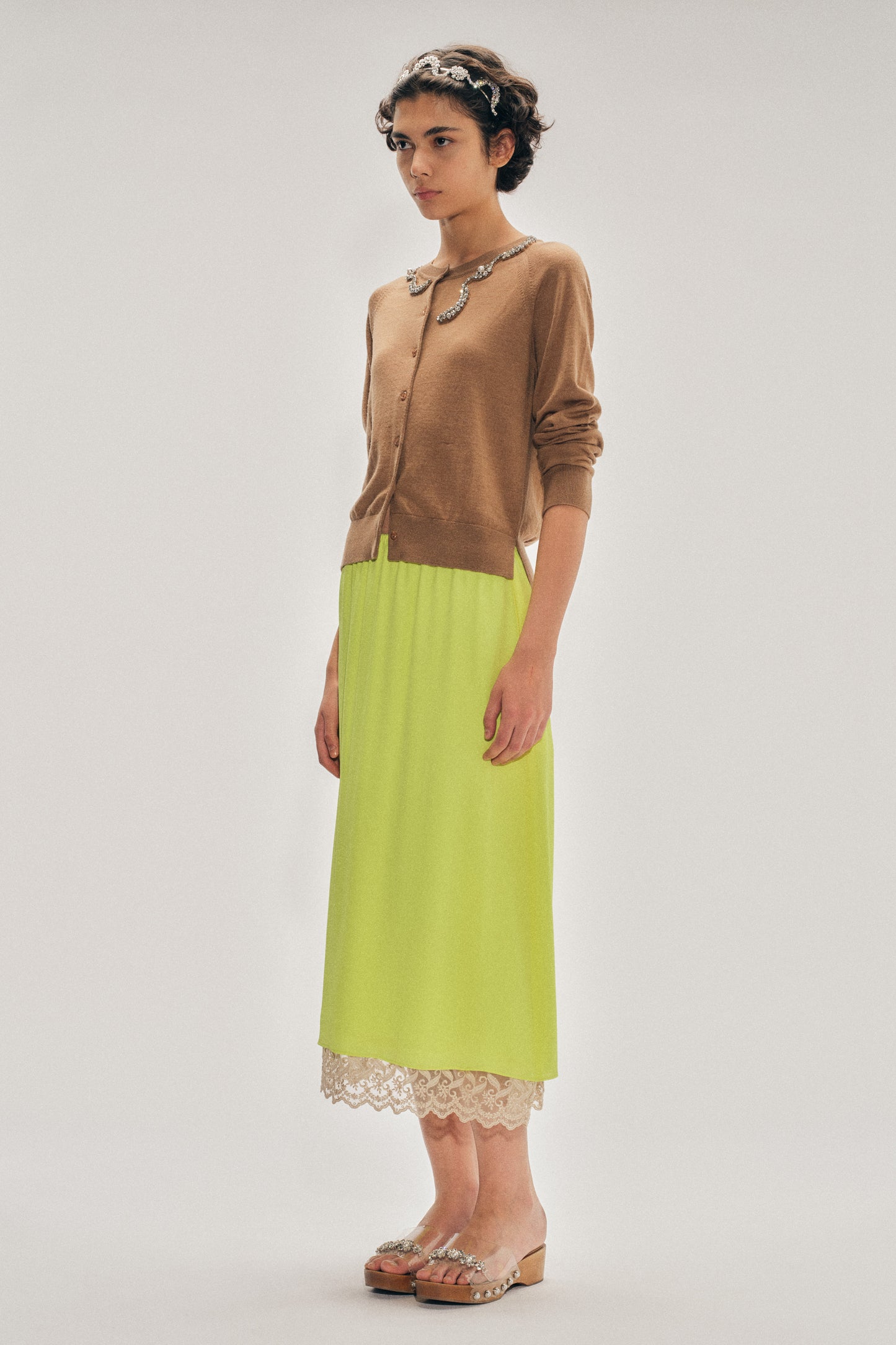 Embellished Classic Merino Silk Cardigan