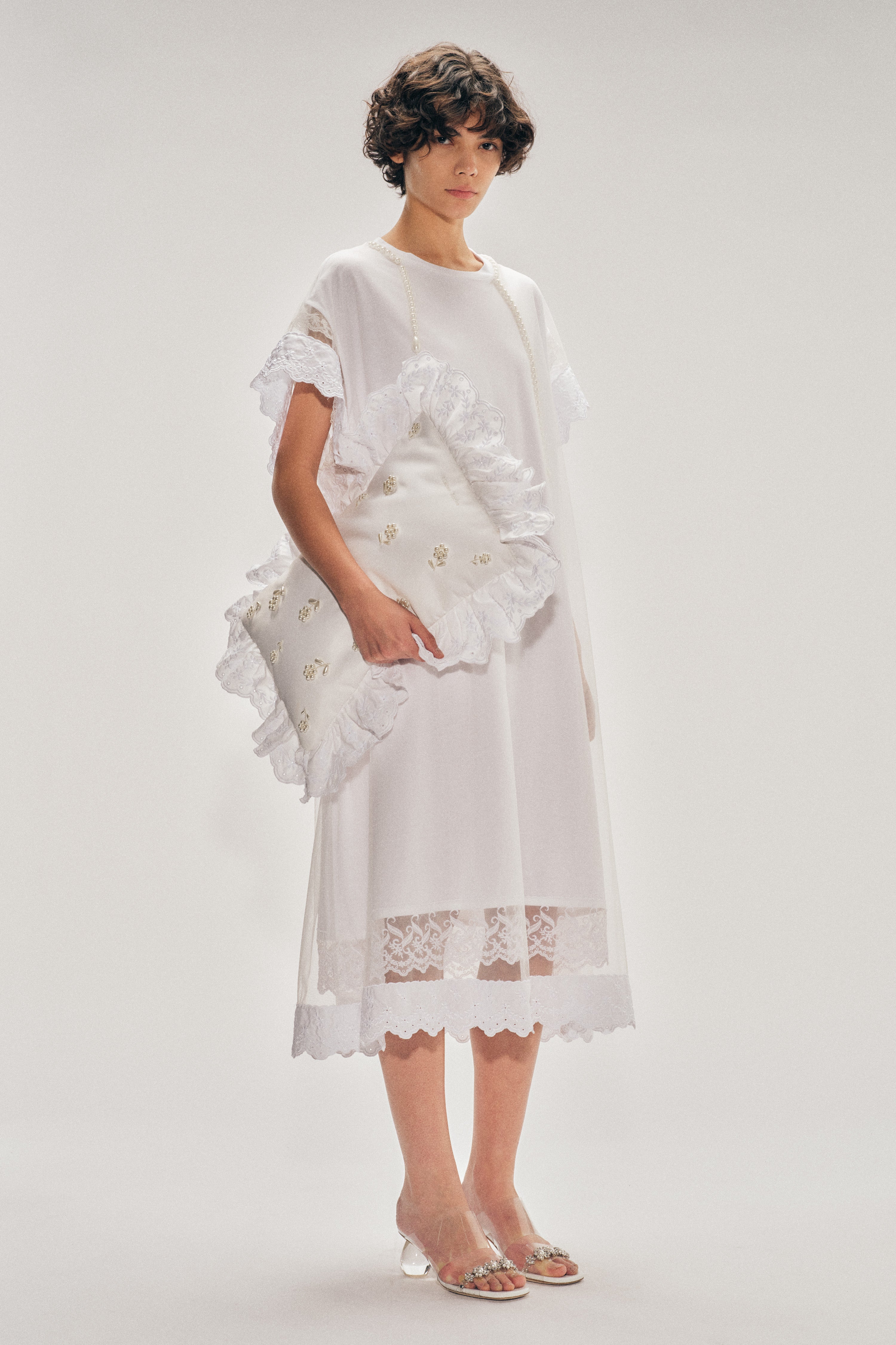 【試着のみ】Simone Rocha x H&amp;M　パフスリーブチュールブラウス Simone Rocha パフスリーブ シャツ | ブラック | FARFETCH JP