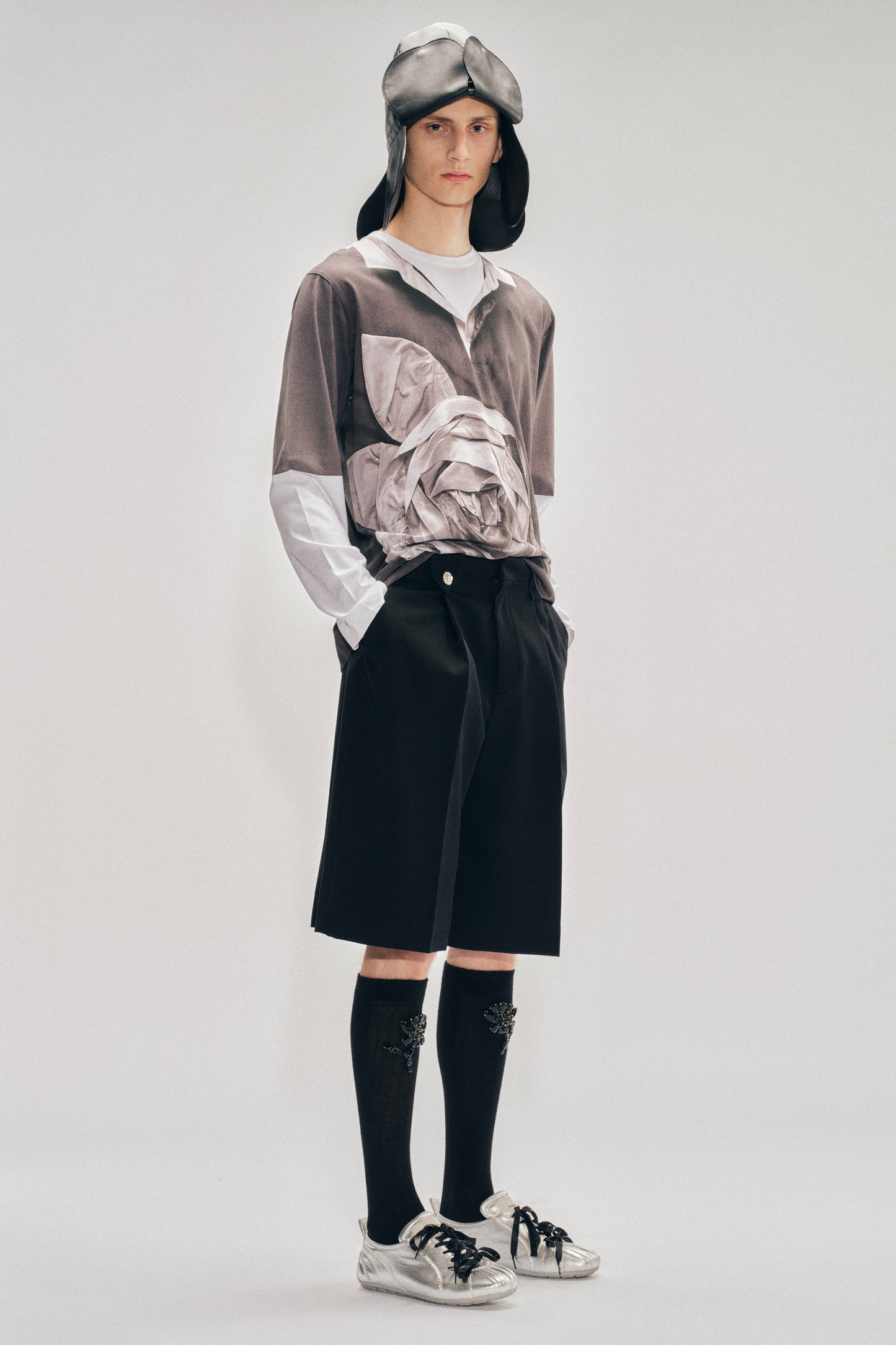 Rose Rugby Trompe L'Oeil Print Long Sleeve T-Shirt