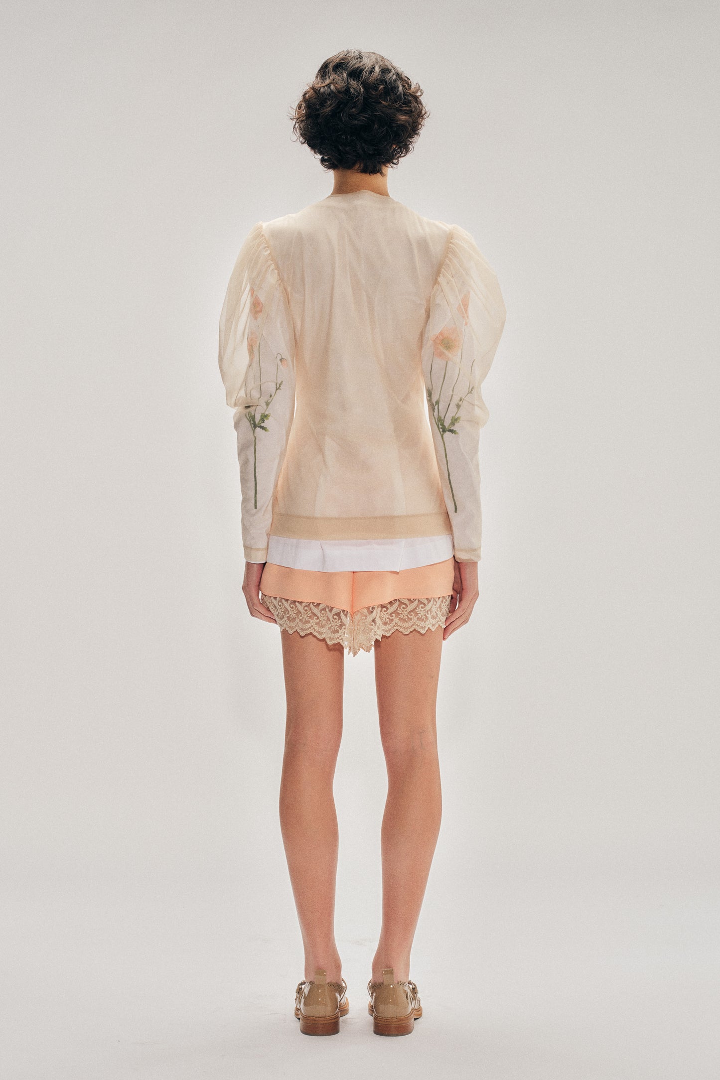 Sheer Draped Sleeve Top