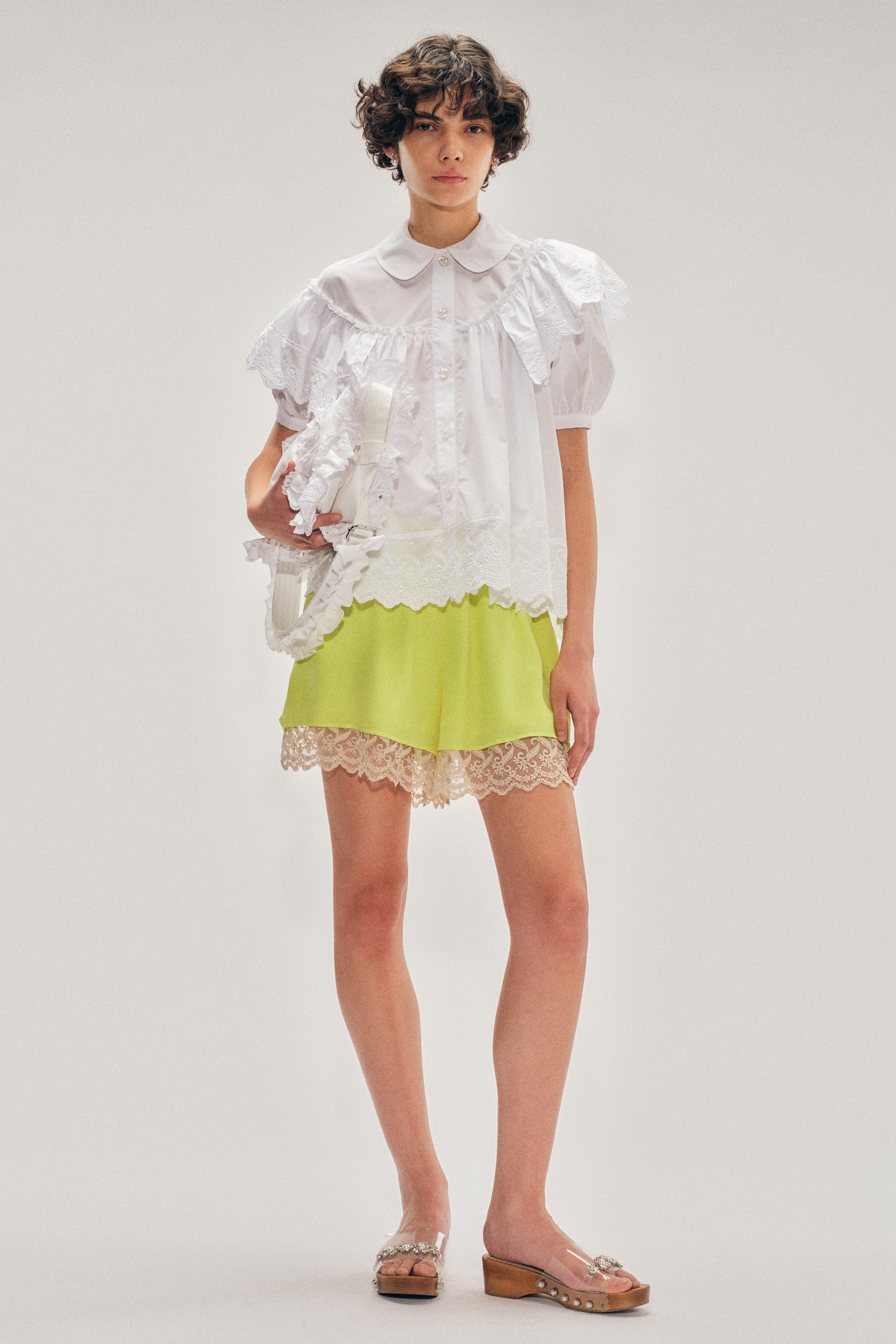 新品　YOKO CHAN Puff-sleeve Ruffle Shirt 36 15102025_SIMONEROCHA_ECOMM_SS2