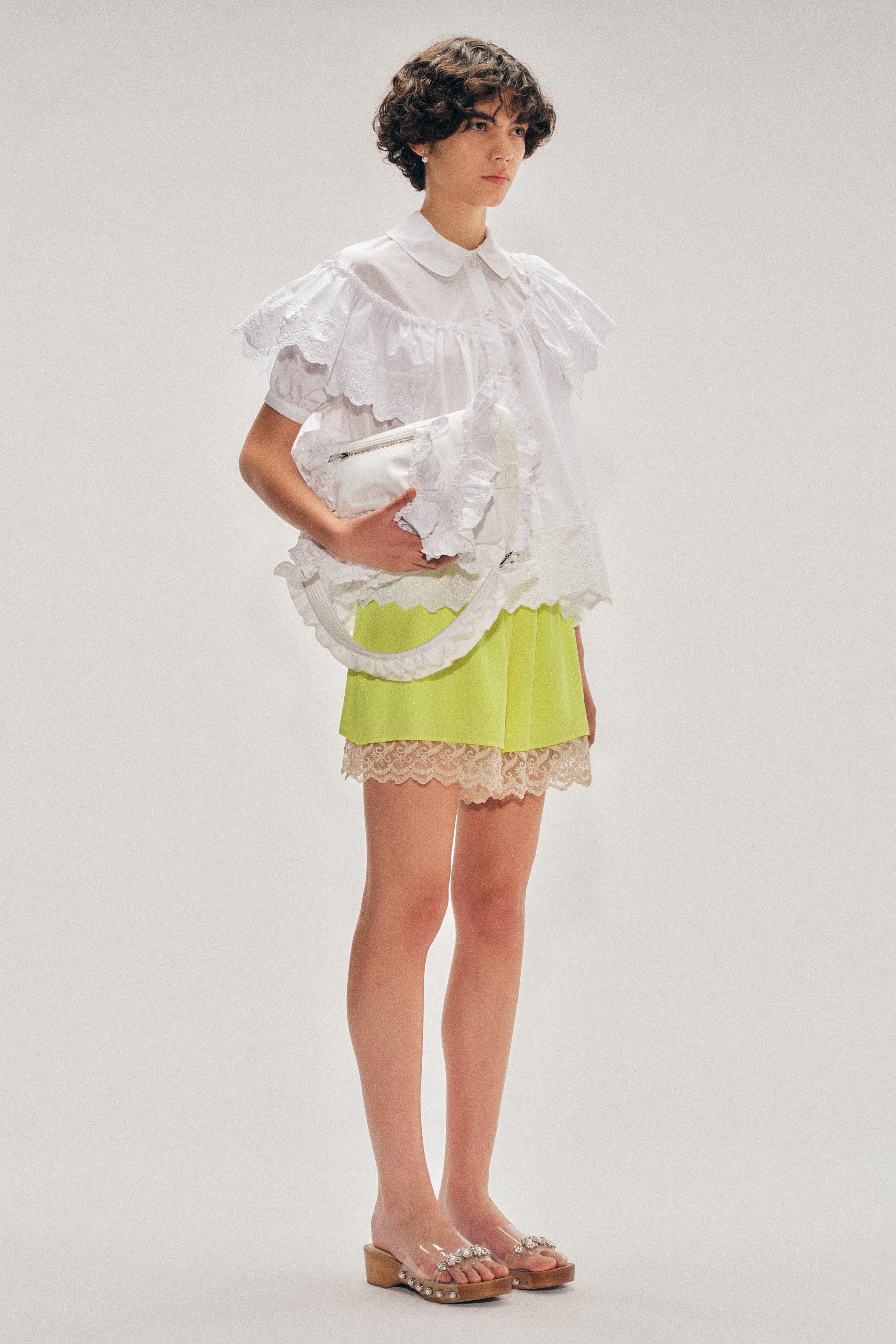 Cropped Puff Sleeve Ruffle Frill Trim Shirt – Simone Rocha