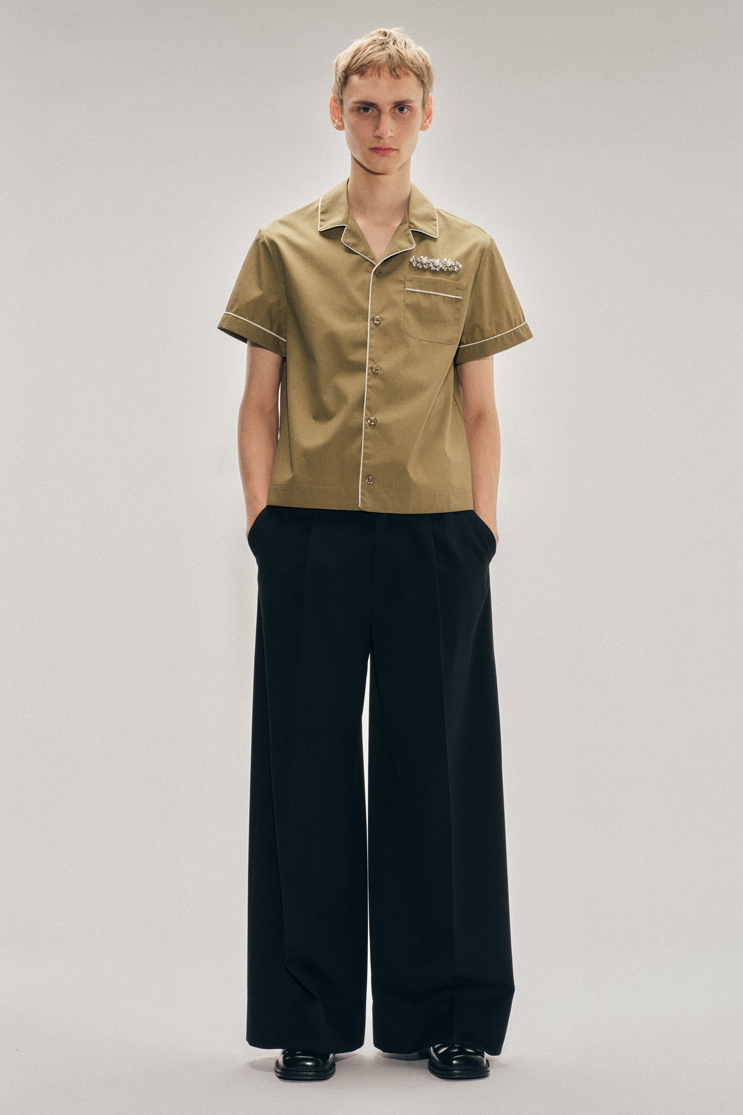 Wide Leg Belt Loop Tab Trousers