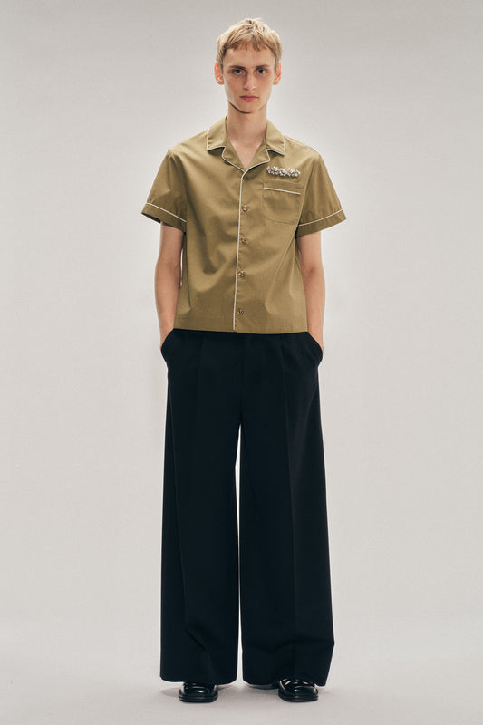 Wide Leg Belt Loop Tab Trousers