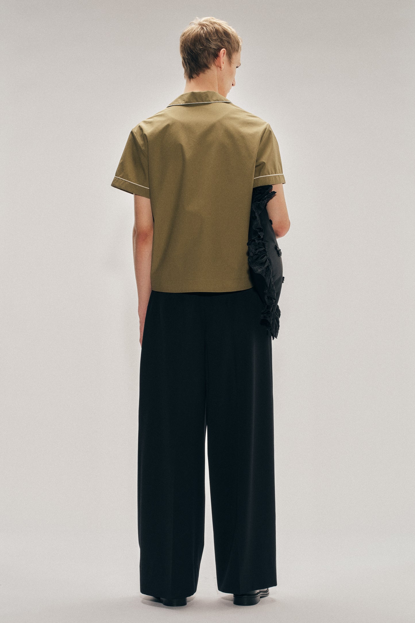 Wide Leg Belt Loop Tab Trousers