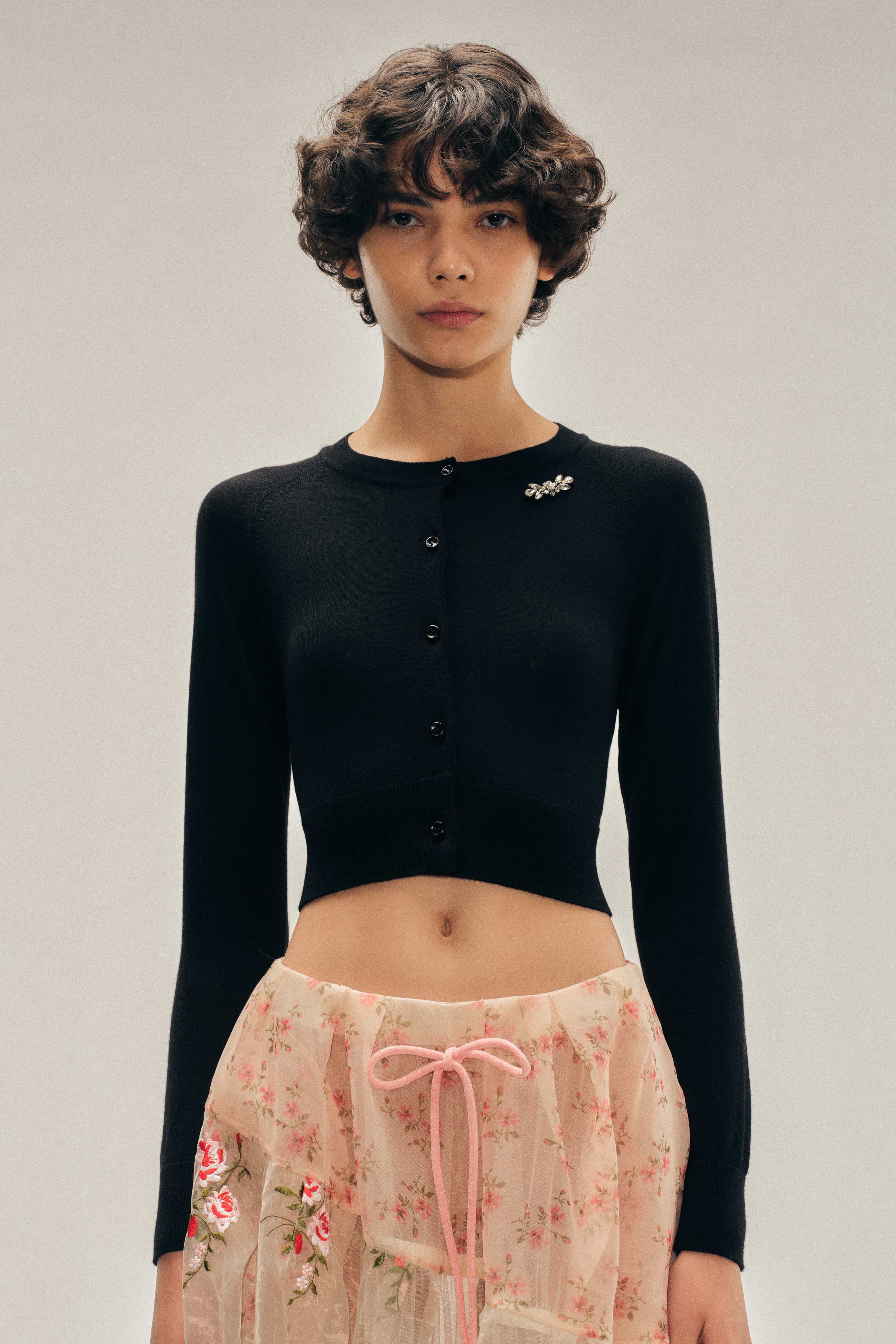Embellished Cropped Merino Silk Cardigan – Simone Rocha