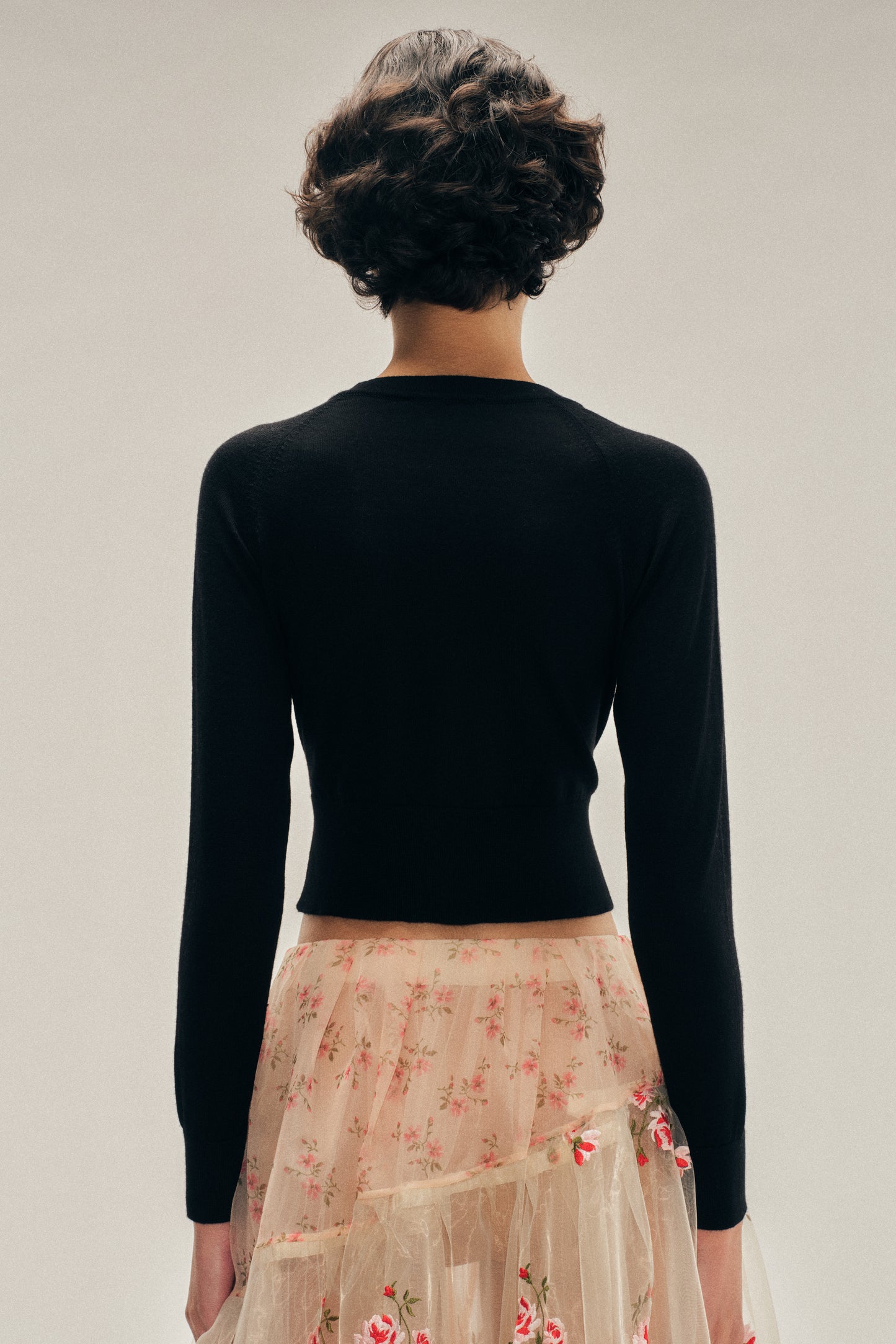 Embellished Cropped Merino Silk Cardigan