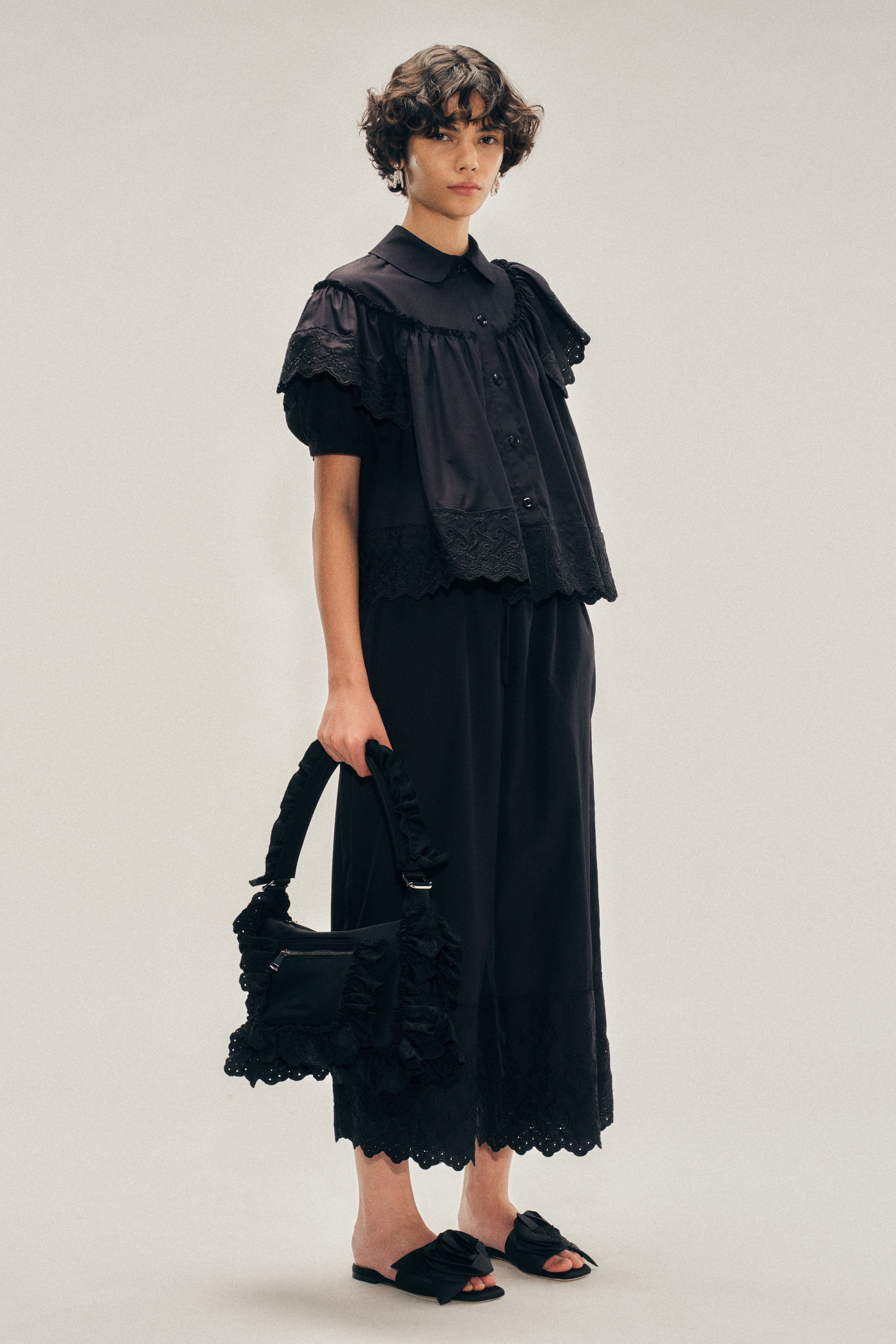 Cropped Puff Sleeve Ruffle Frill Trim Shirt – Simone Rocha