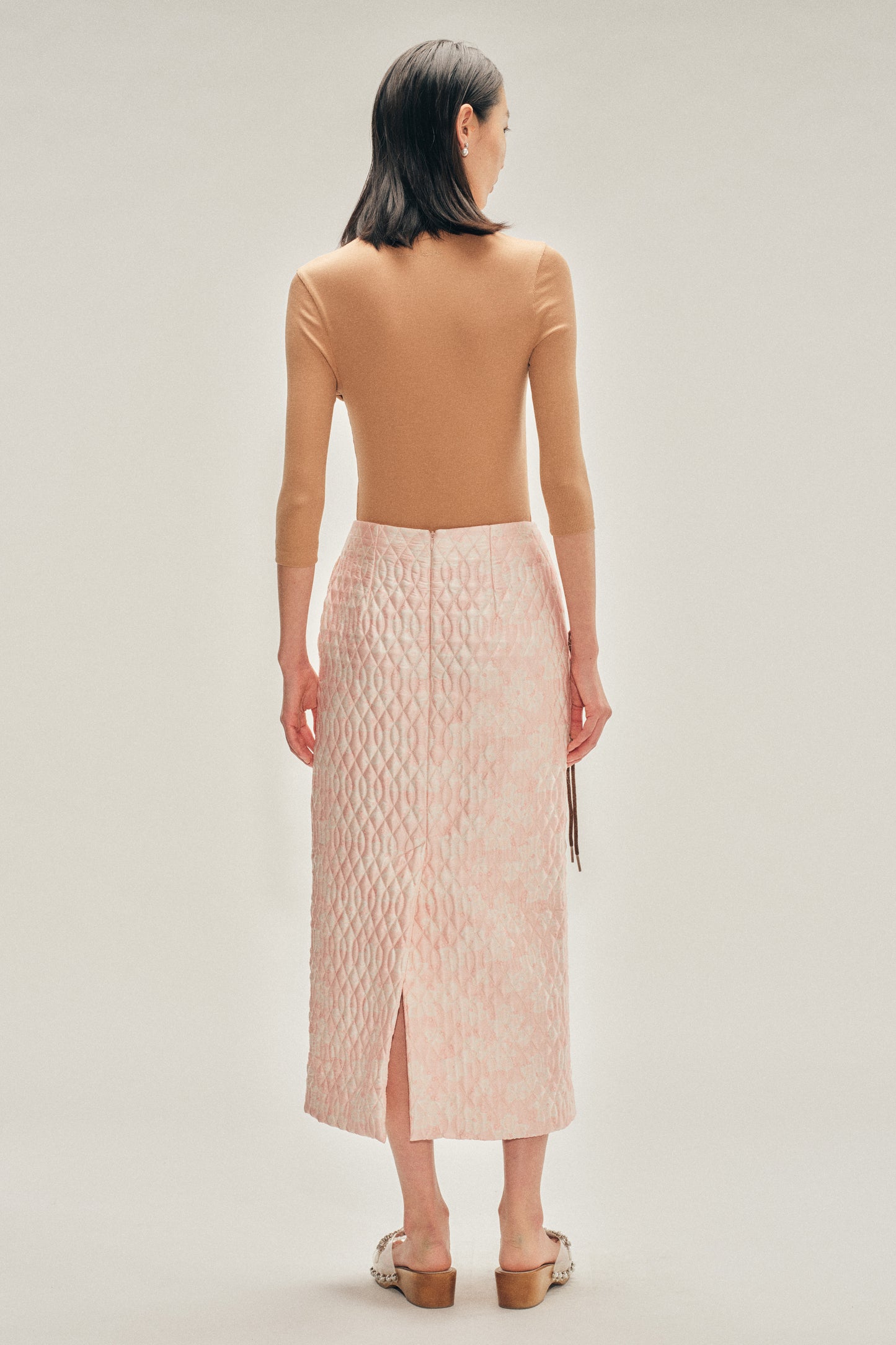 Quilted Offset Pencil Skirt