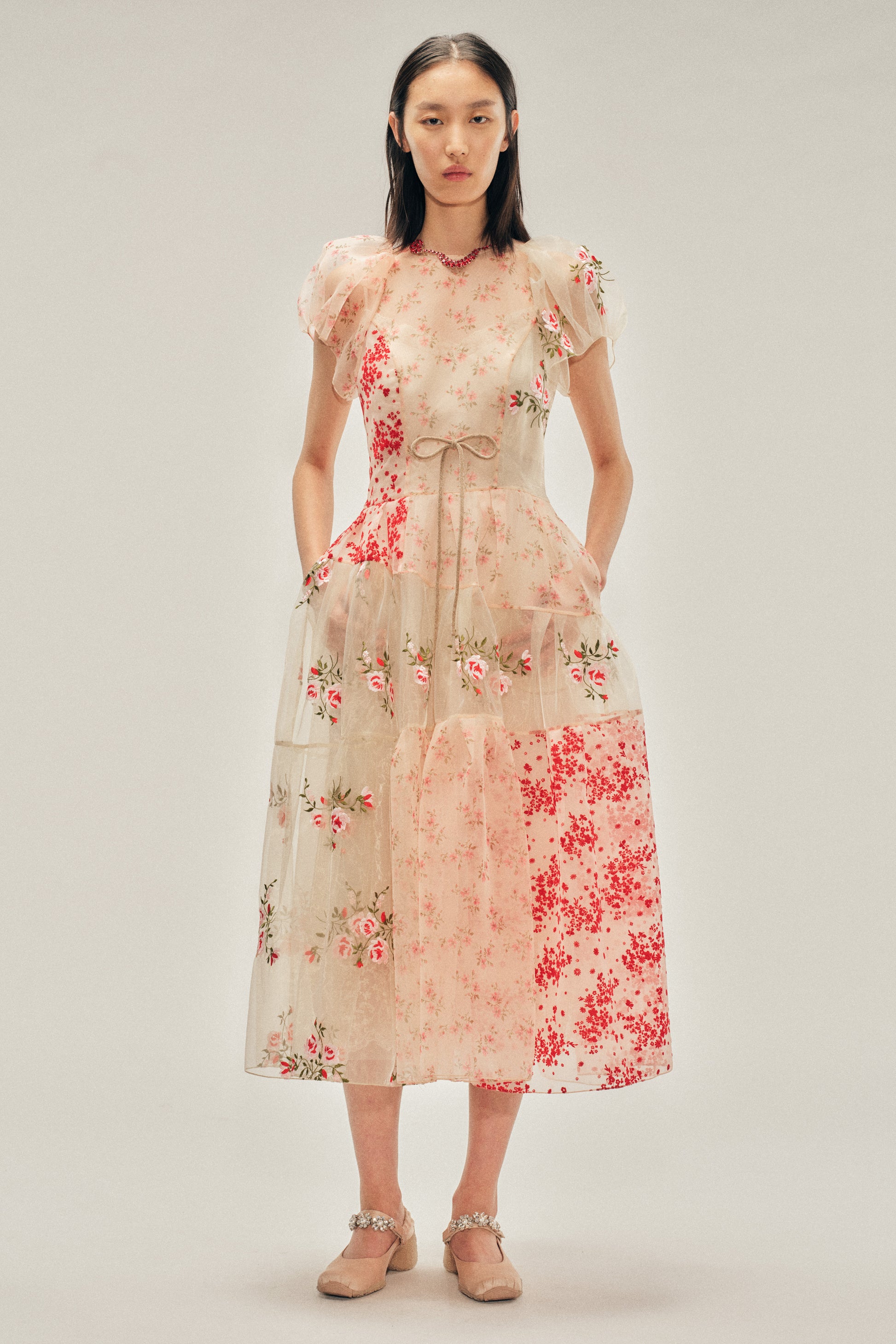 Sheer Puff Sleeve Patchwork Flounce Dress Simone Rocha Sheer Puff Sleeve Patchwork Flounce Dress Simone Rocha
