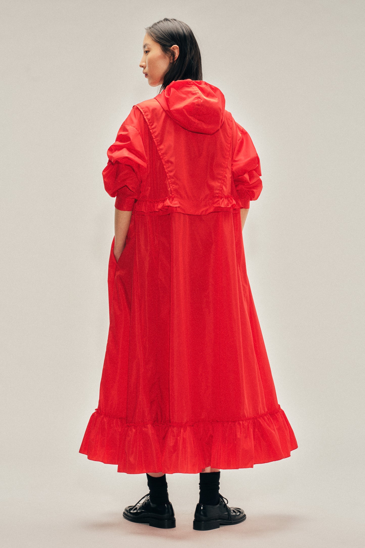 Exaggerated Ruffle Frill Cagoule