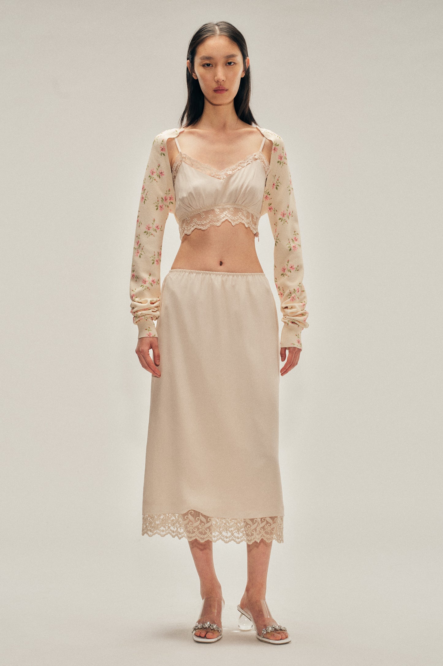 Tiny Flower Cutout Sleeve Jumper