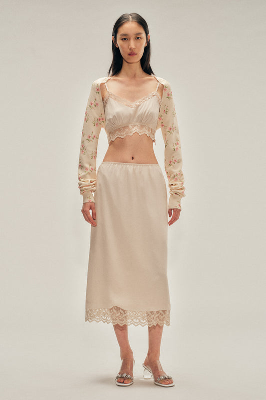 Tiny Flower Cutout Sleeve Jumper