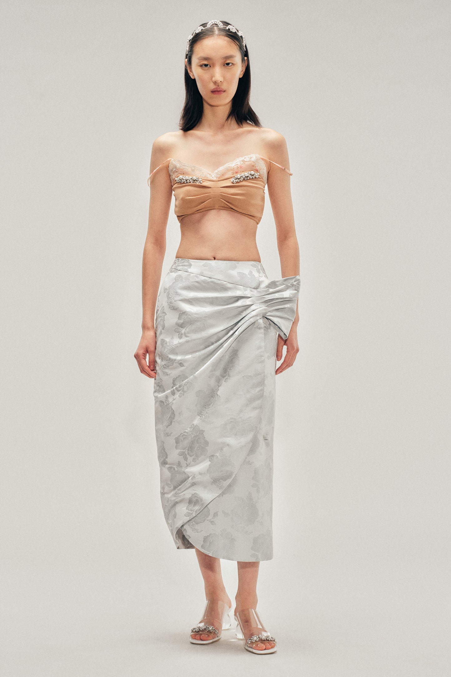 Gathered Flower Sash Skirt