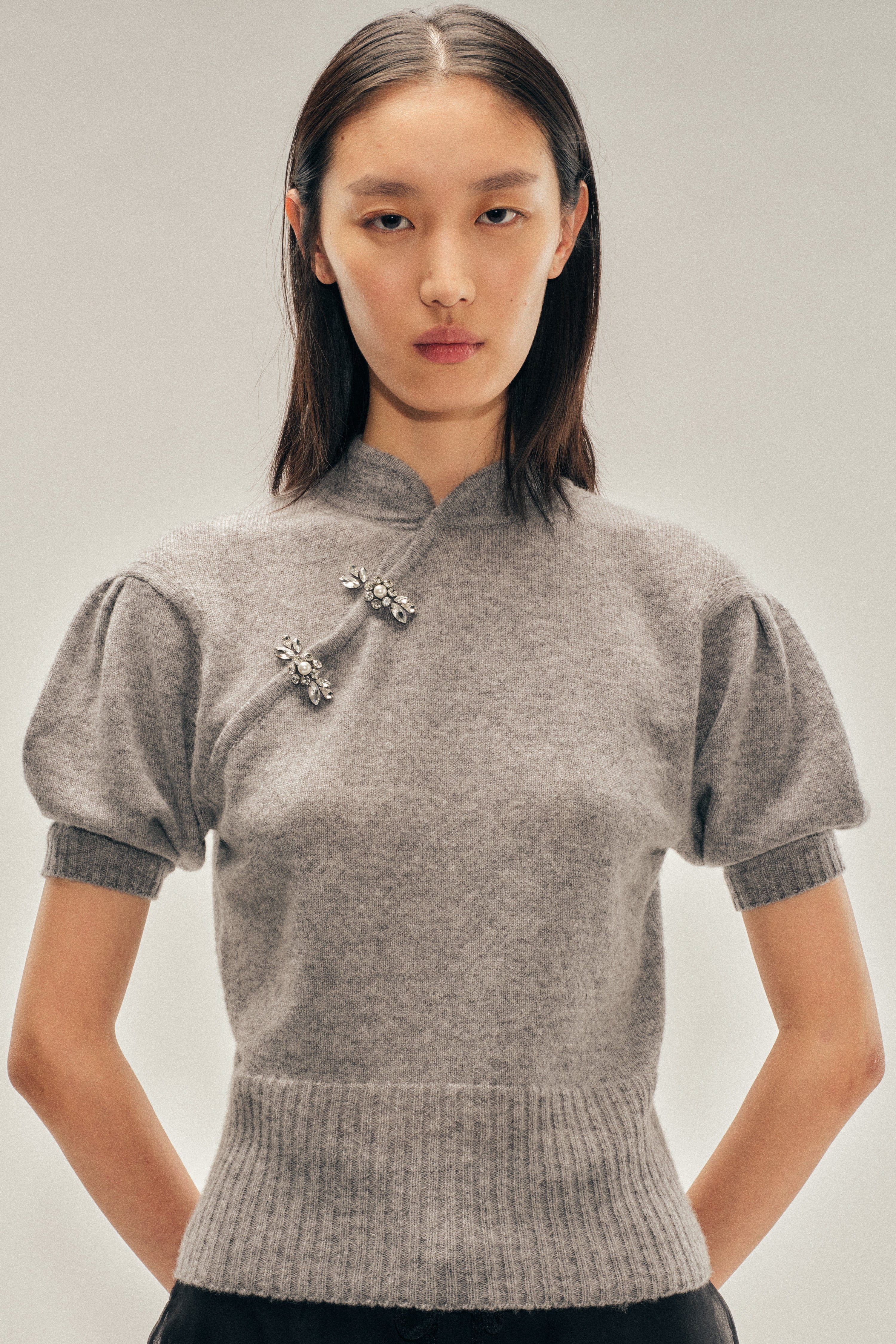 Embellished Mandarin Collar Cashmere Jumper – Simone Rocha