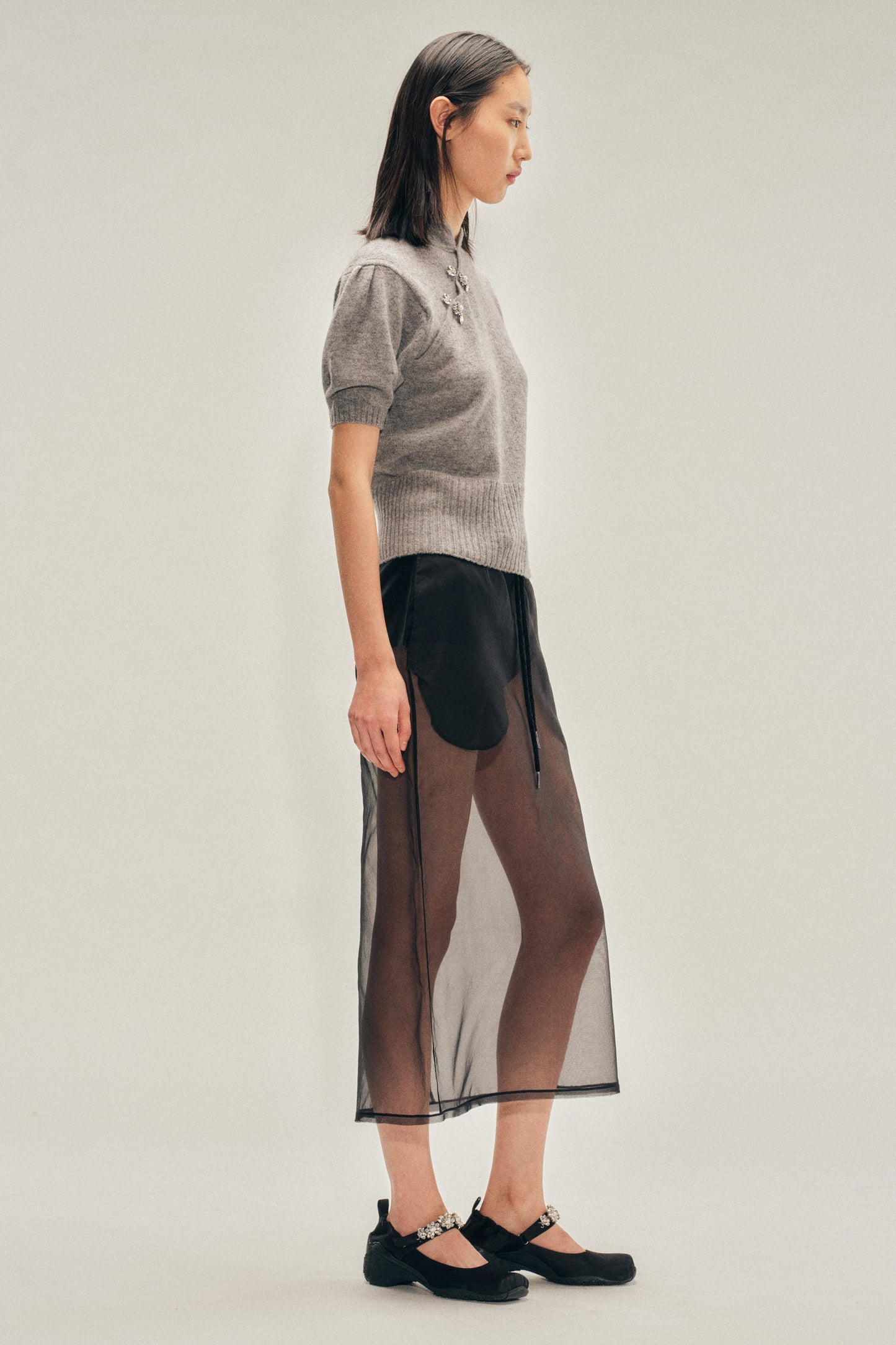Embellished Mandarin Collar Cashmere Jumper