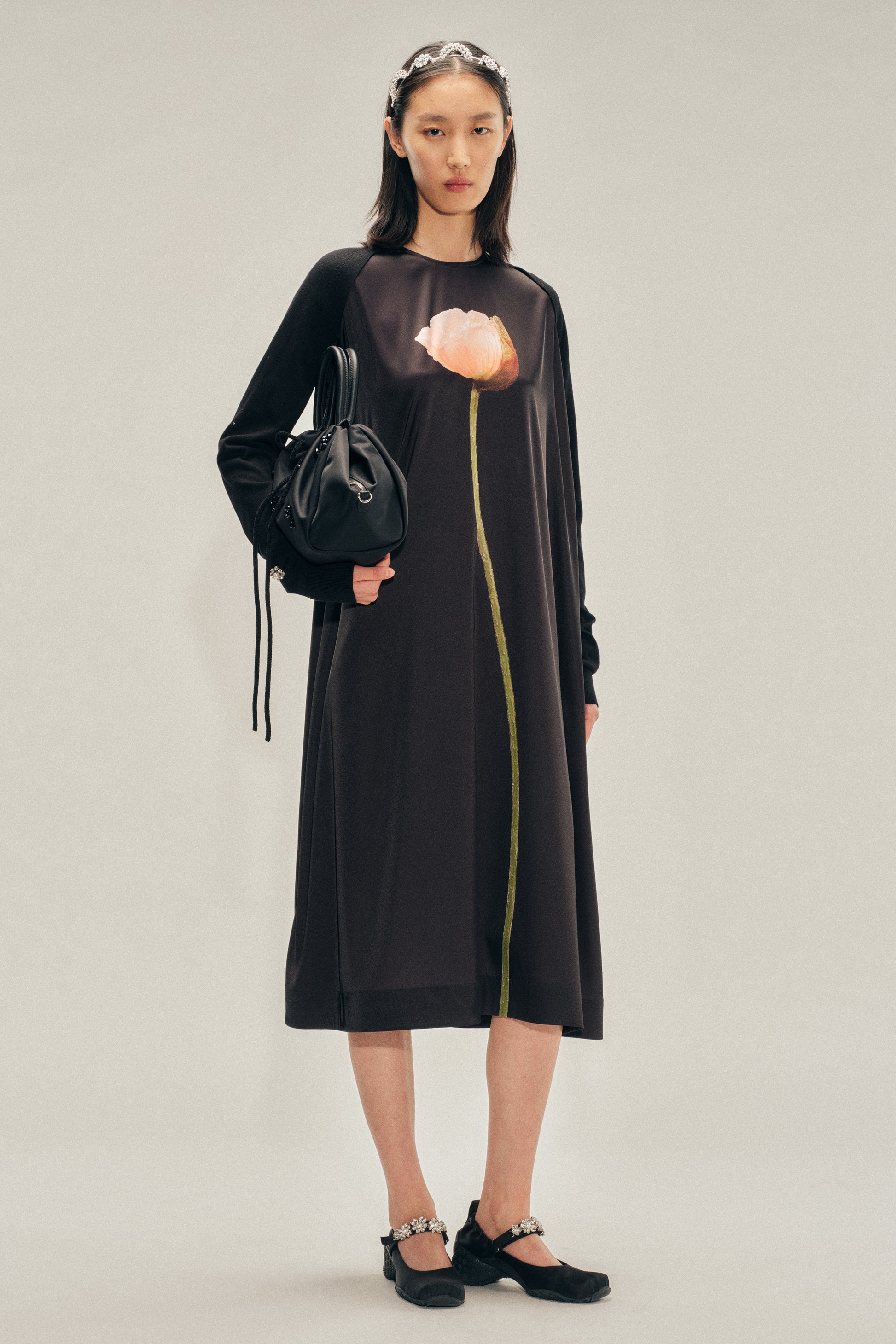 black smock dress Poppy Motif Smock Dress – Simone Rocha
