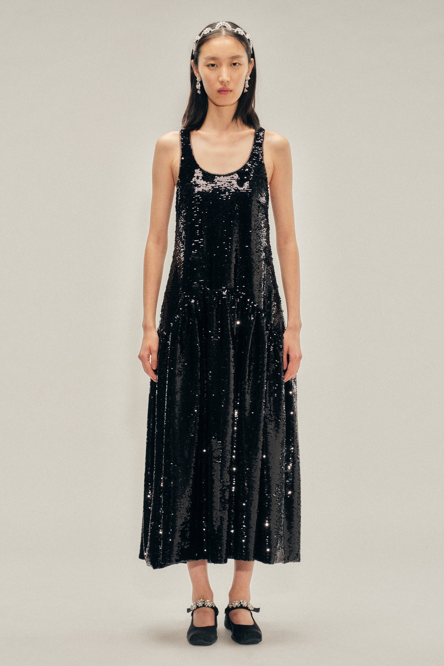 Tapered Back Flounce Dress